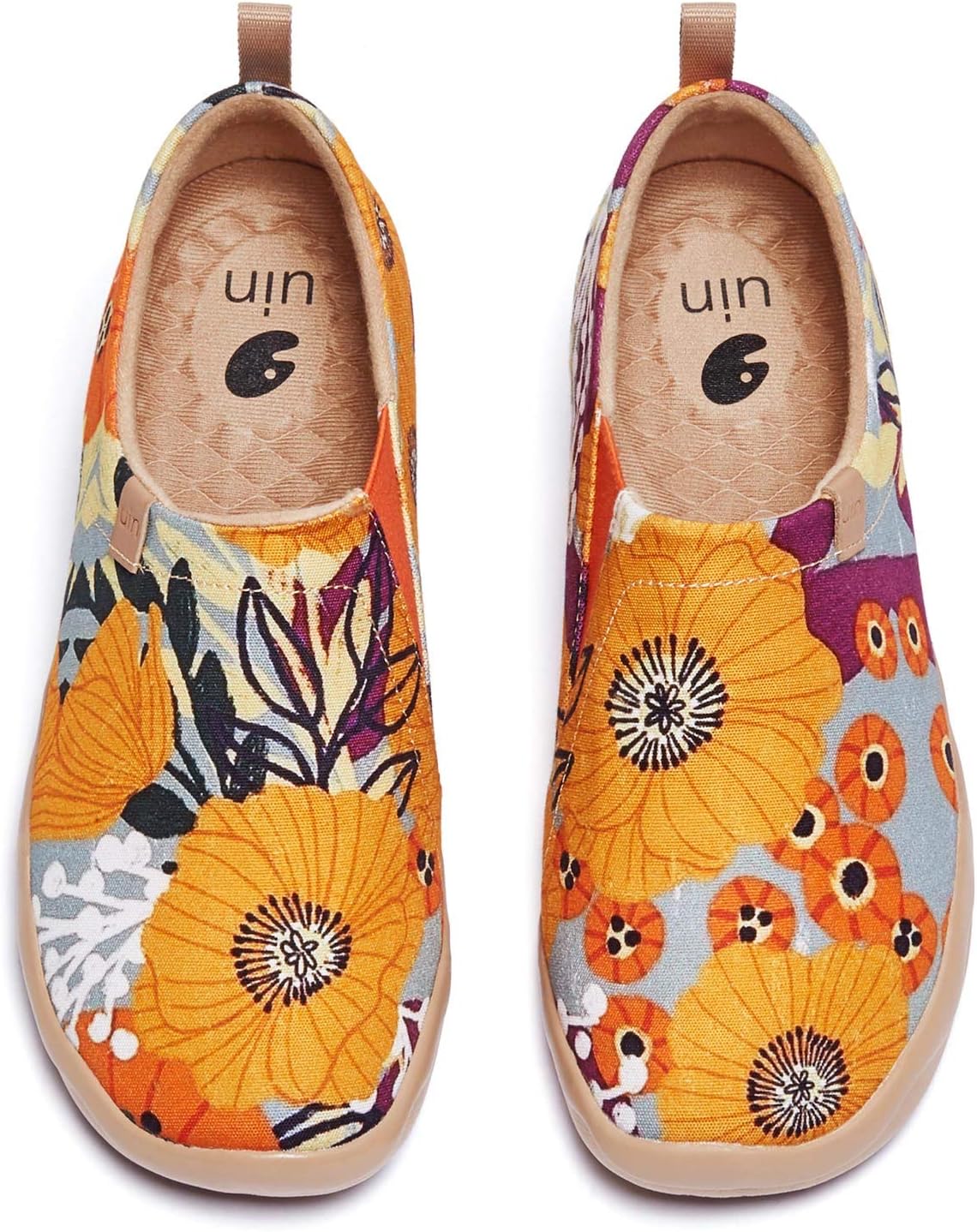 UIN Women’s Artistic Slip-On Shoes Vibrant Floral Casual Loafers Lightweight Comfortable Travel Footwear