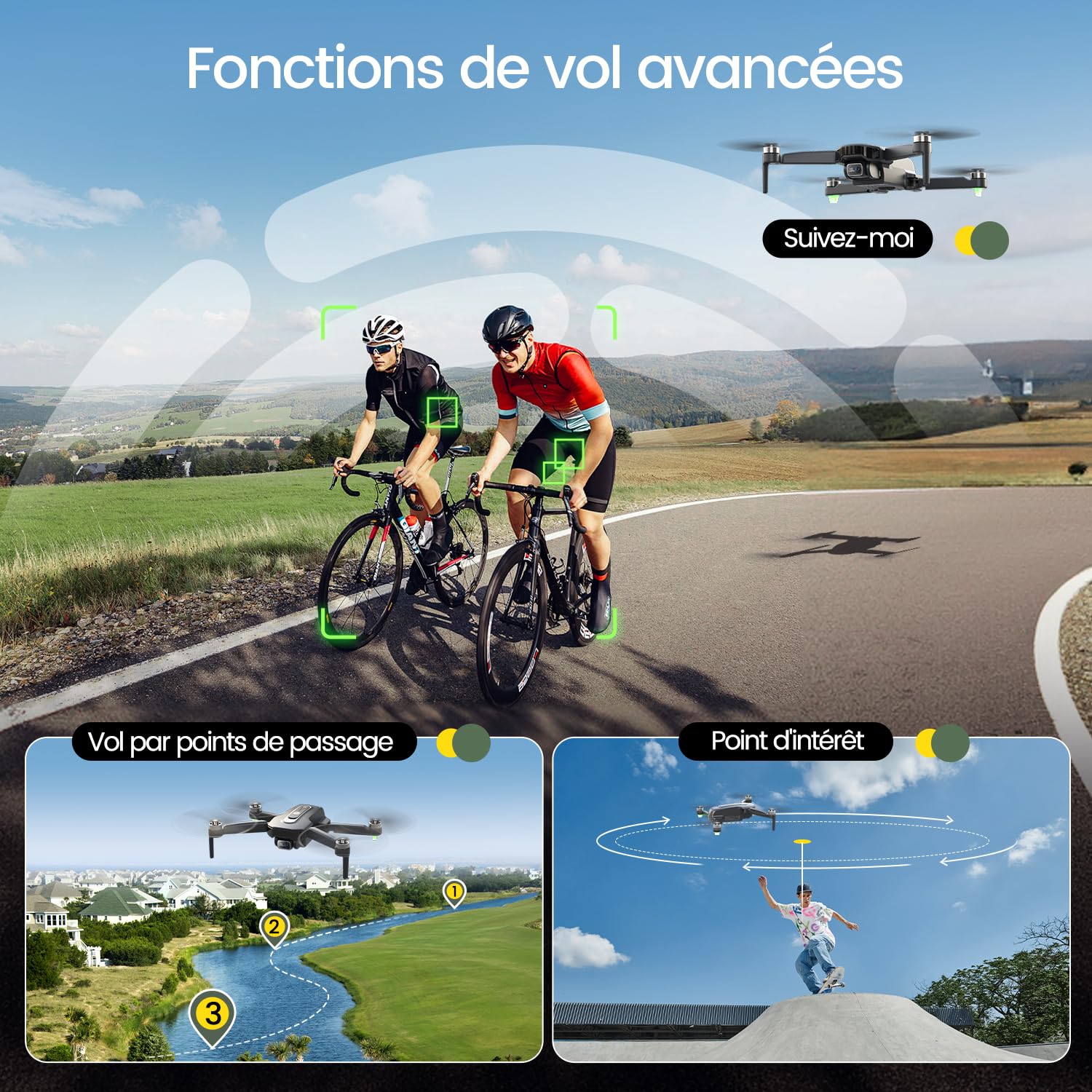 Holy Stone Drone GPS avec caméra 4K pour débutants, HS460 drone pliable avec 52 min d’autonomie, moteur sans balais, Follow Me, retour automatique, transmission FPV 5G, moins de 249 g