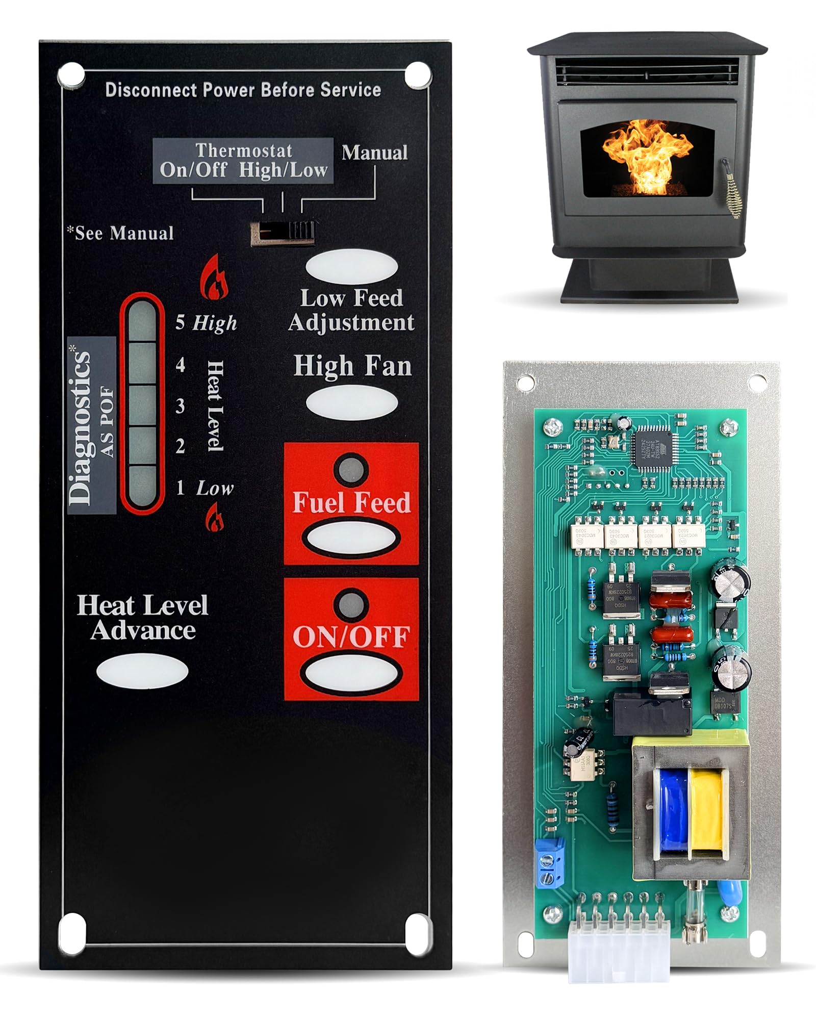 Circuit de commande Breckwell A-E-401 pour poêle à granulés 1 tr/min