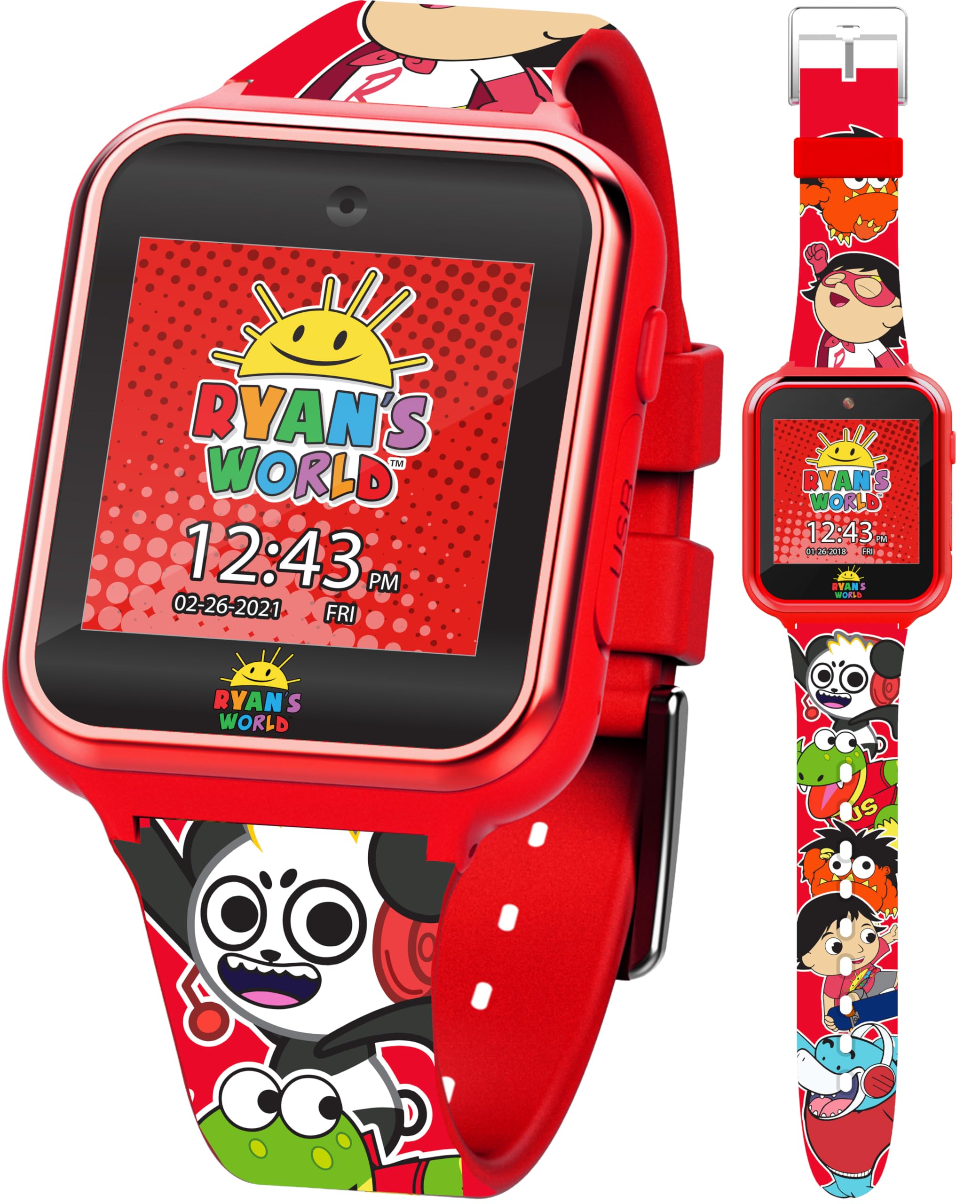 Ryan’s World Kids Smart Watch with Touchscreen Games Camera Voice Recorder Pedometer LED Display & Learning Tools – Adjustable Silicone Strap Fits Wrists 5.5" to 8"