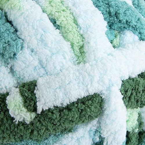 Miniatura 7 de BALAPET Hilo de chenilla gruesa de teñido anudado para ganchillo y tejer (8, azul+salvia + oliva)