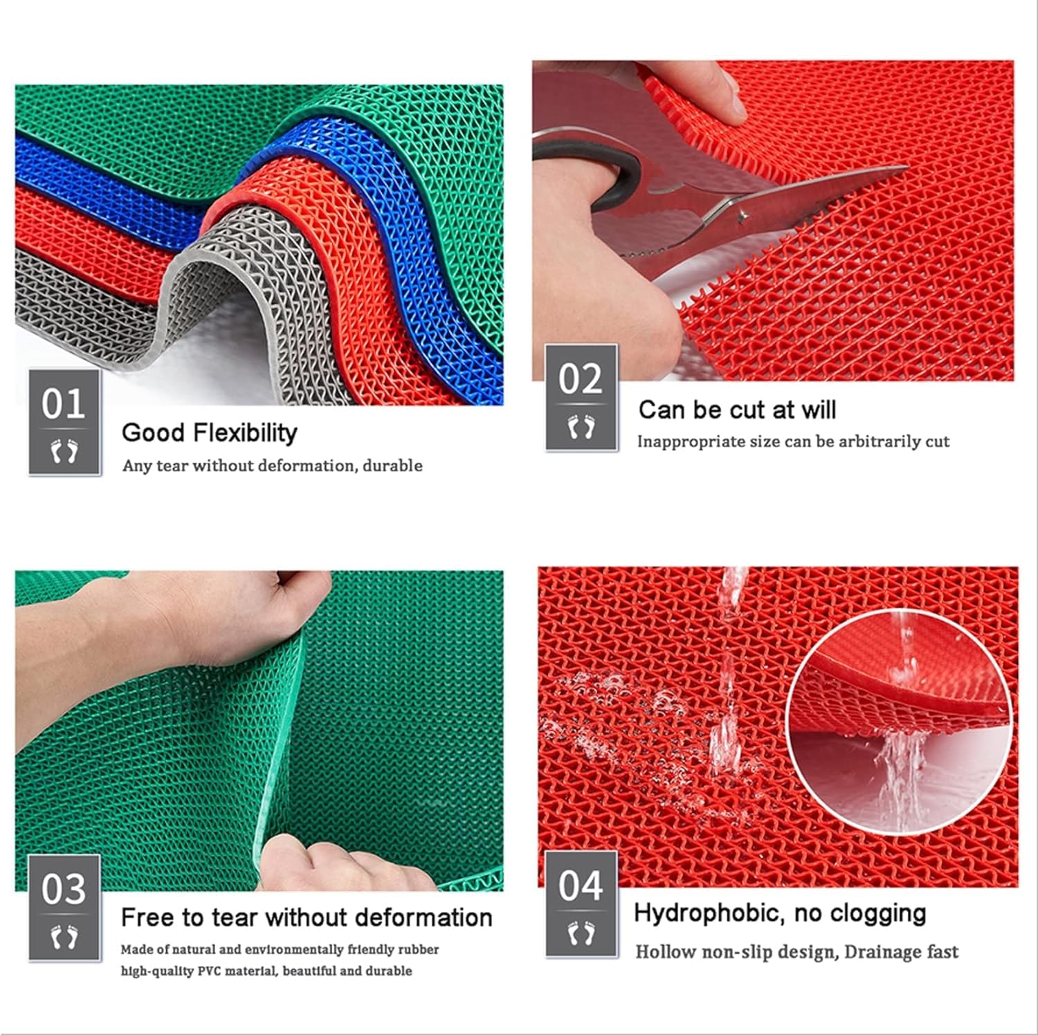 Tapis de sol antidérapant pour piscine, salle de bain, terrasse, salle de sport, garage, spa, bureau, escaliers, facile à découper, nettoyer, utilisation intérieur/extérieur, tapis antidérapant pour