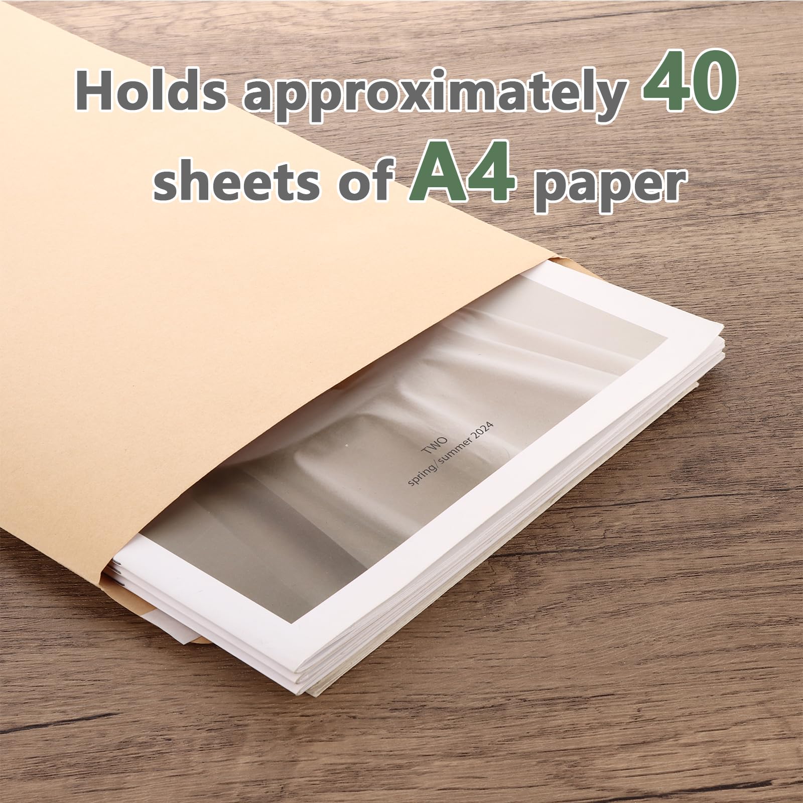 GBACHOOSE 100 Pcs A4 Kraft Envelope, 324229mm Self Seal Pocket Envelopes, 120 GSM Peel & Seal Wallet Envelopes, Brown Letter Envelope for Mailing, Posting Shipping Storing Documents - Image 3
