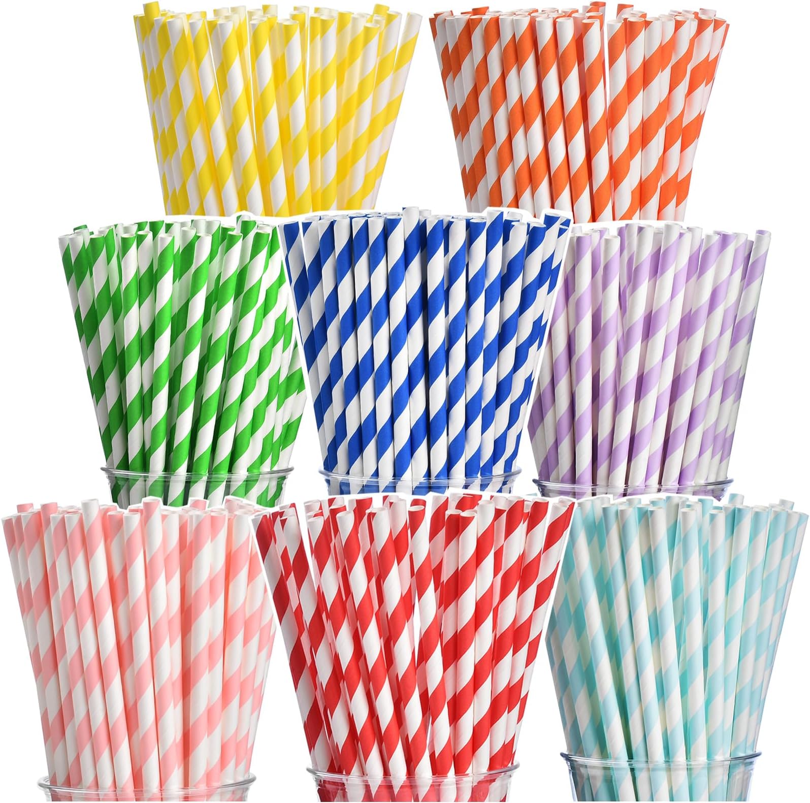 200 Biodegradable Striped Paper Straws