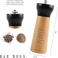 Vista 2 de Rae Dunn Juego de Molinillo de Sal y Pimienta de 2 - Molinillo de Sal Marina y Pimienta de Bambú - Elegantes Saleros y Pimenteros - Molinillo