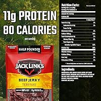Vista 3 de Jack Link's Carne seca de res, dulce y caliente + teriyaki – Bocadillo de carne sabrosa, hecho con 100% carne de res – Bolsa de 1/2 libra