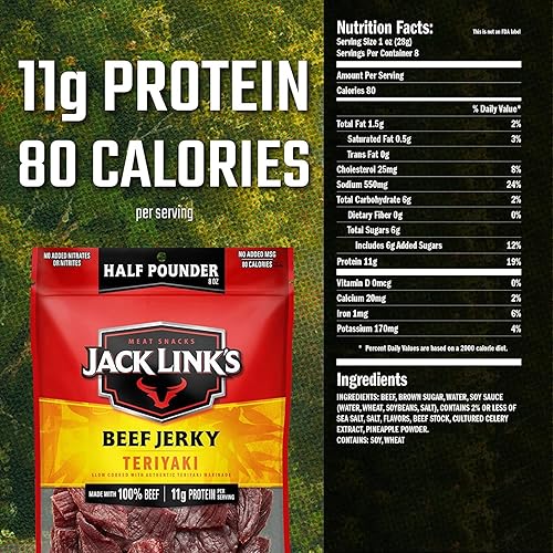 Miniatura 3 de Jack Link's Carne seca de ternera, dulce y caliente + Teriyaki  Sabroso bocadillo de carne, hecho con 100% carne de res  Bolsa de 12 libra (paquete