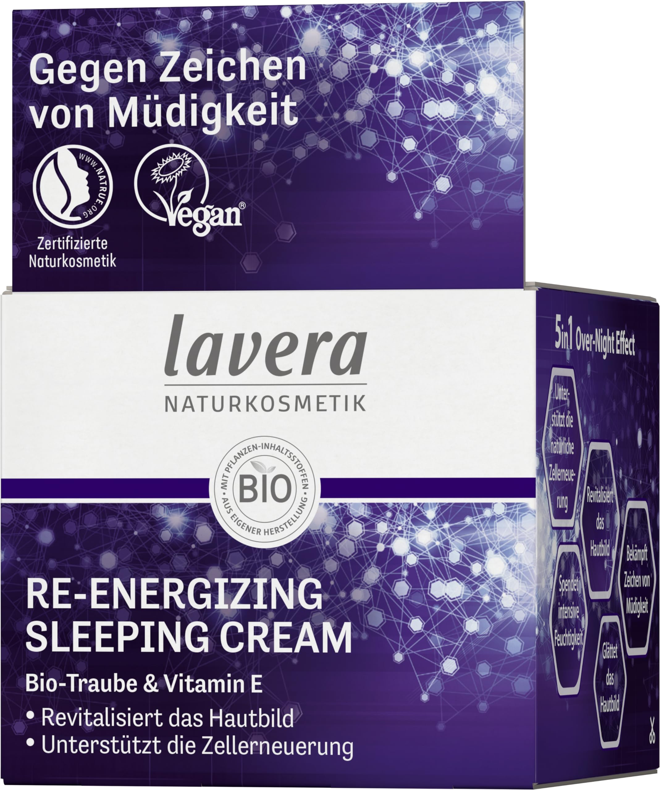 lavera Re-Energizing Sleeping Cream – rinnovamento naturale delle cellule – rivitalizza la pelle – idratante – vegano – Cosmetici naturali – 50 ml