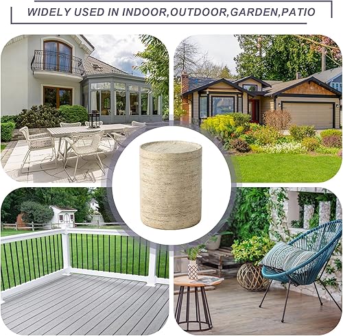 Vista 22 de AQUILLA Mesa auxiliar rústica, mesa auxiliar de aspecto de madera marrón, taburete de mesa auxiliar para sala de estar Marrón,Beige,Marrón