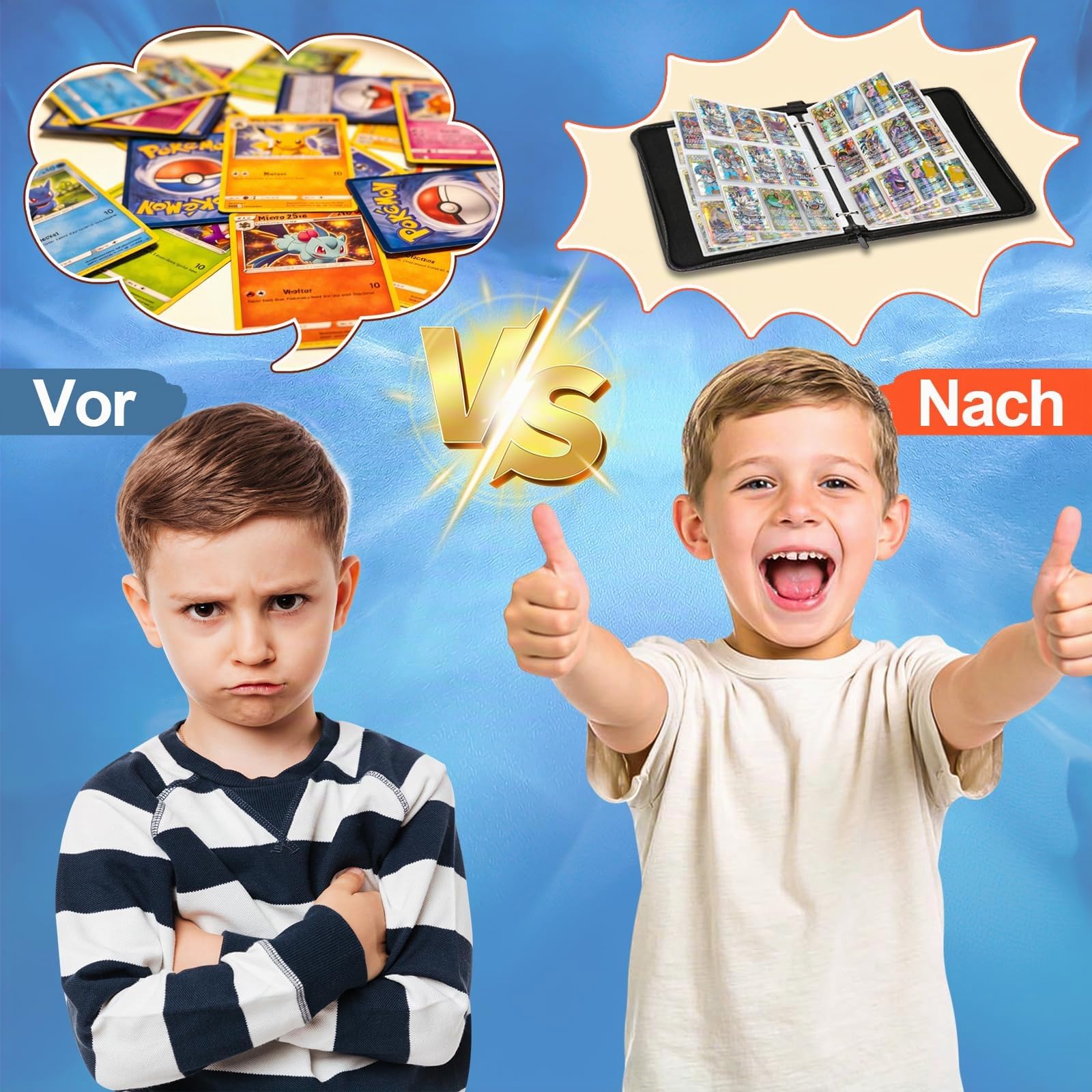 LYAILOOGXL Álbum de colección para Pokémon 900 cartas: 50 fundas doble cara (9 compartimentos/lado) - Libre de PVC y compatible con Escarlata & Violeta, Espada & Escudo - Para coleccionistas y niños a