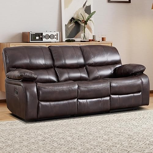 Miniatura 22 de EBELLO Americana - Sofá reclinable manual de piel sintética, sofá reclinable doble minimalista de 2 asientos con consola central, almacenamiento