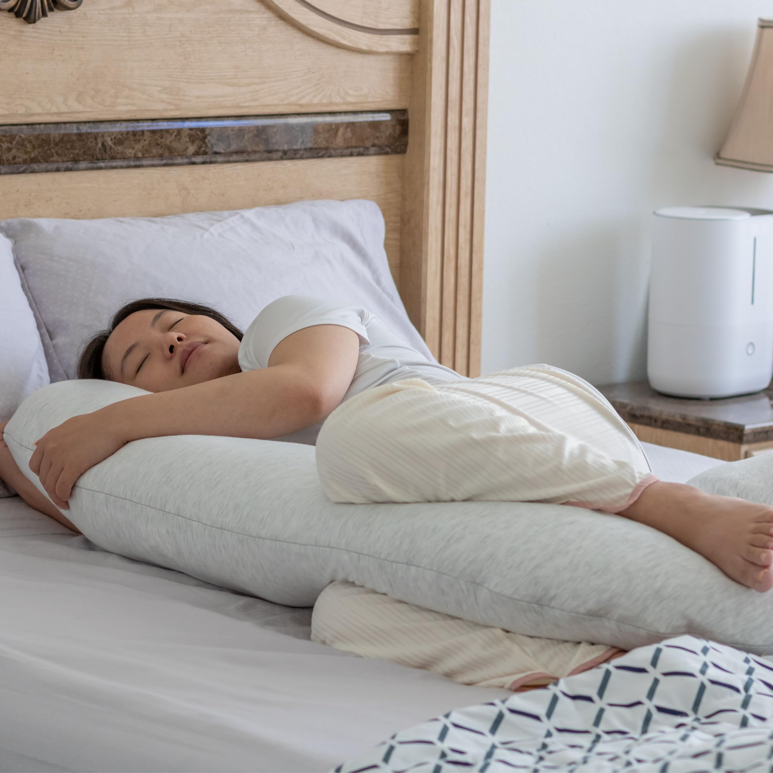 Cuscino per gravidanza, cuscino per dormire sul lato, 140 x 80 cm a forma di U con fodera rimovibile, cuscino per il corpo, blu