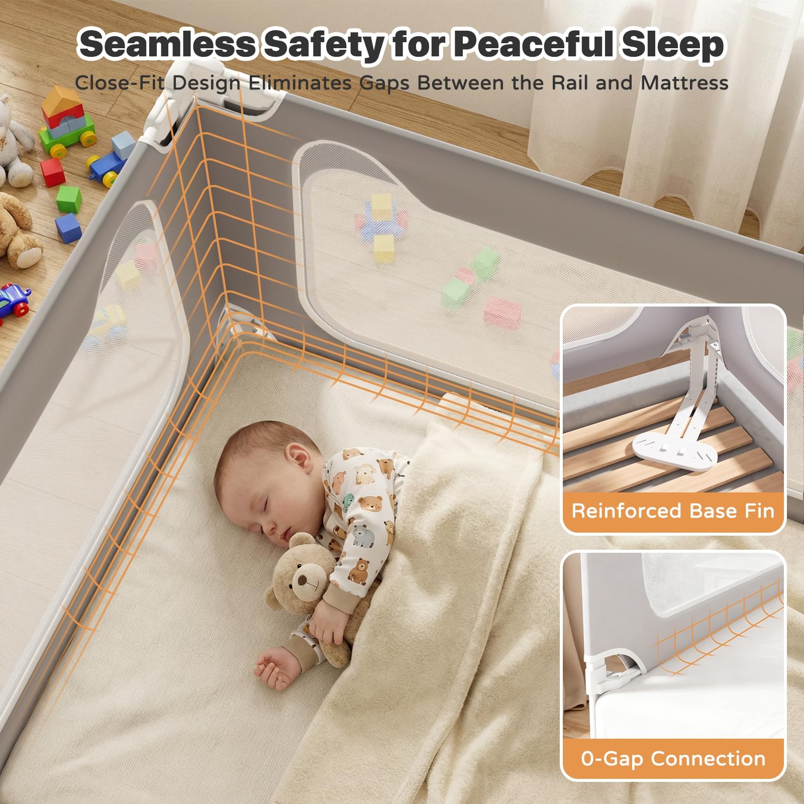 Photo 1 of MagicFox Toddler Bed Rail - Full Size, Grey-Black