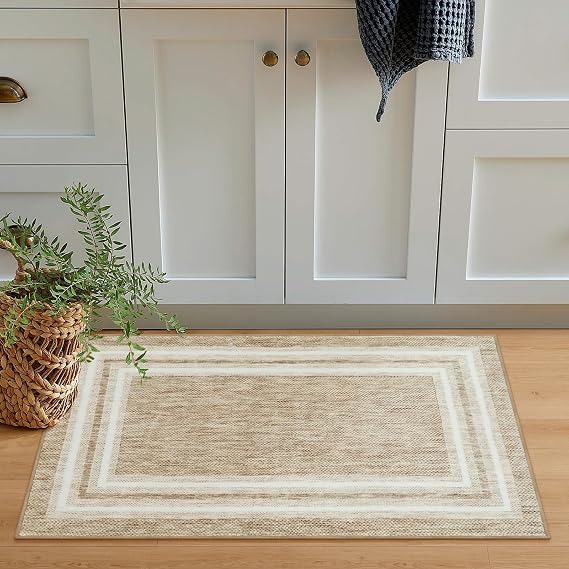Modern Kitchen Rugs Non-Slip 2'x3' Washable Entryway Rugs Indoor Door Mat | Washable Thin Soft Small Area Rug Indoor Door Mat Non-Shedding Throw Carpet Bathroom Runner for Bedside Bedroom Bordered