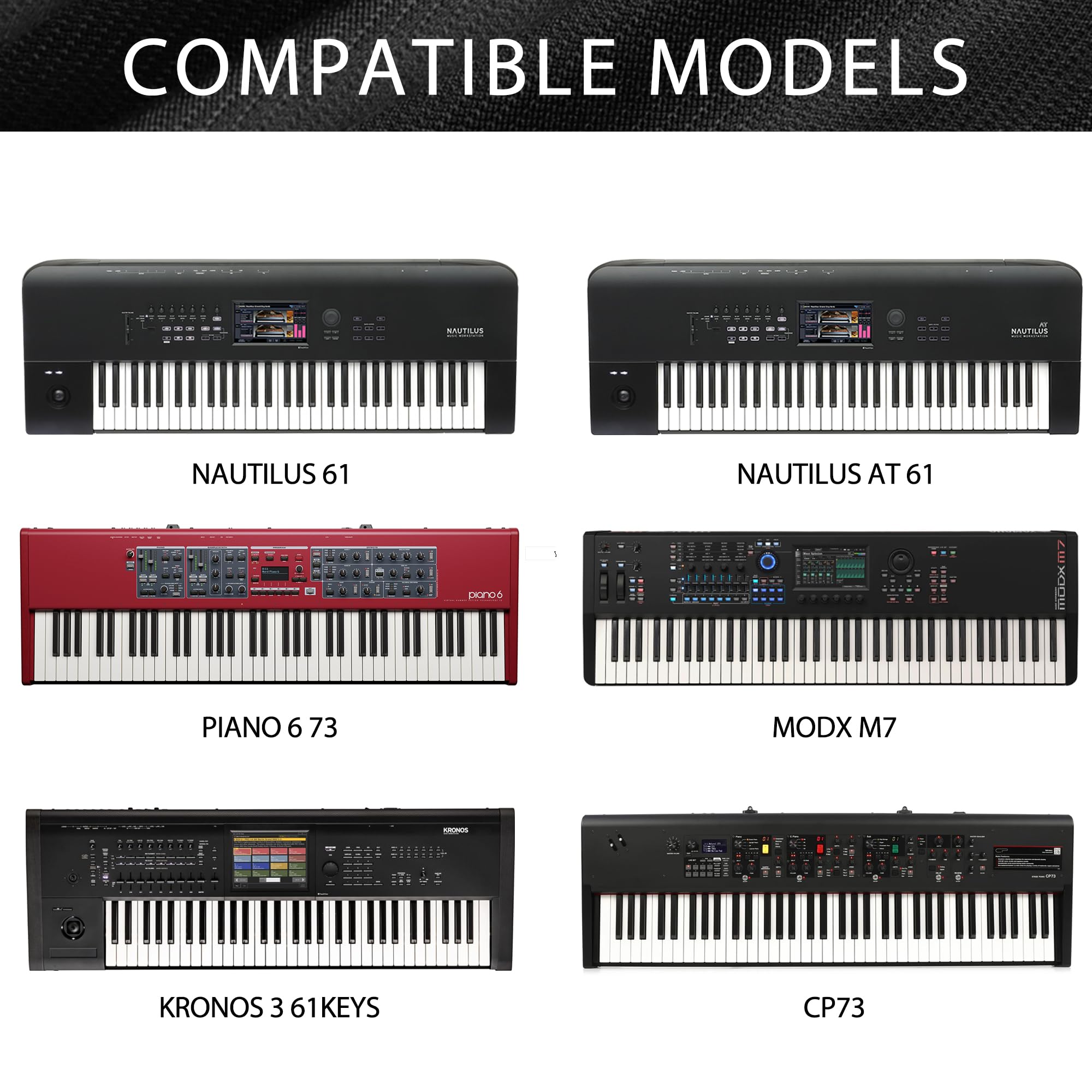 Musiin Housse de protection anti-poussière pour clavier de piano 61 touches, compatible avec KORG NAUTILUS AT 61, NAUTILUS 61, Chinlon, toucher soyeux et design sur mesure