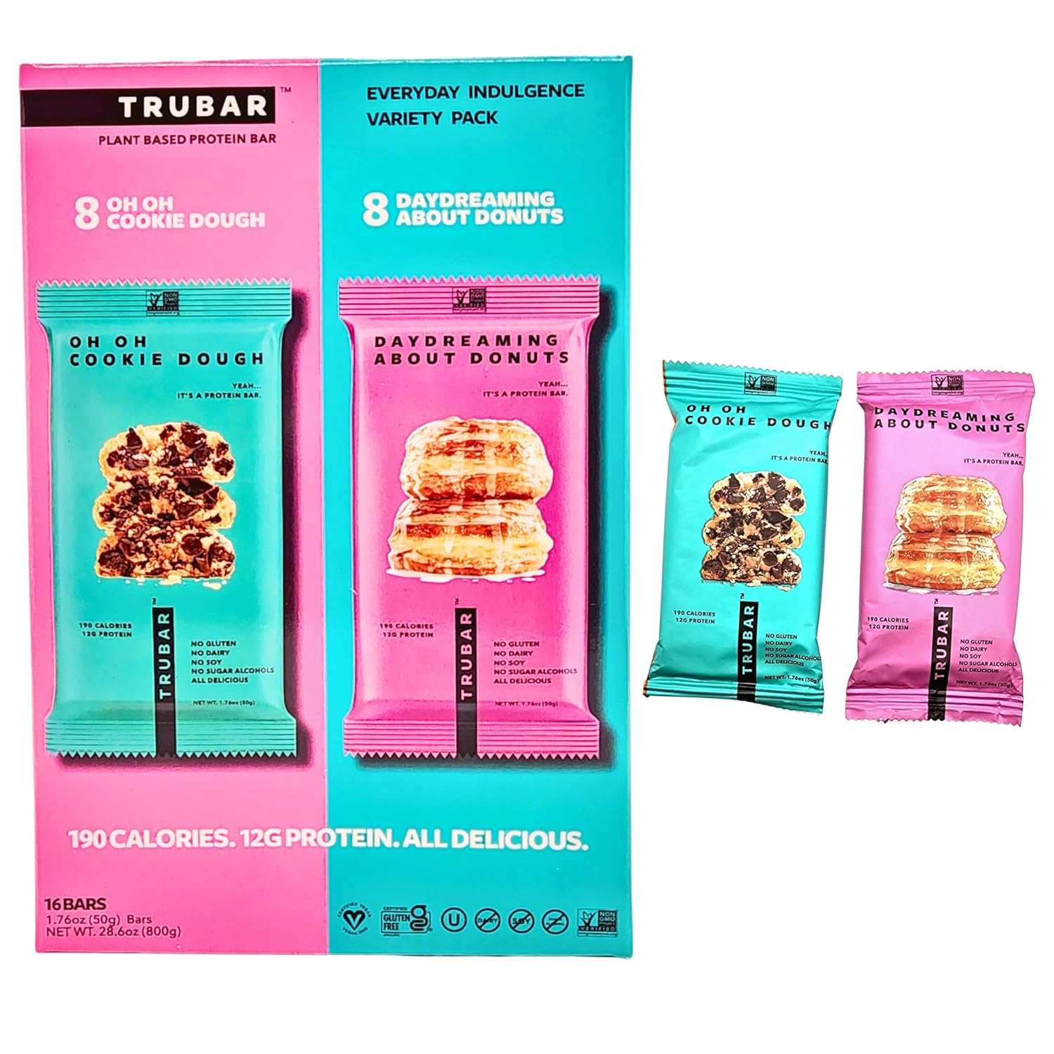 Trubar Truwomen PlantBased Protein Bar Variety Pack Bundle Oh Oh Cookie Dough