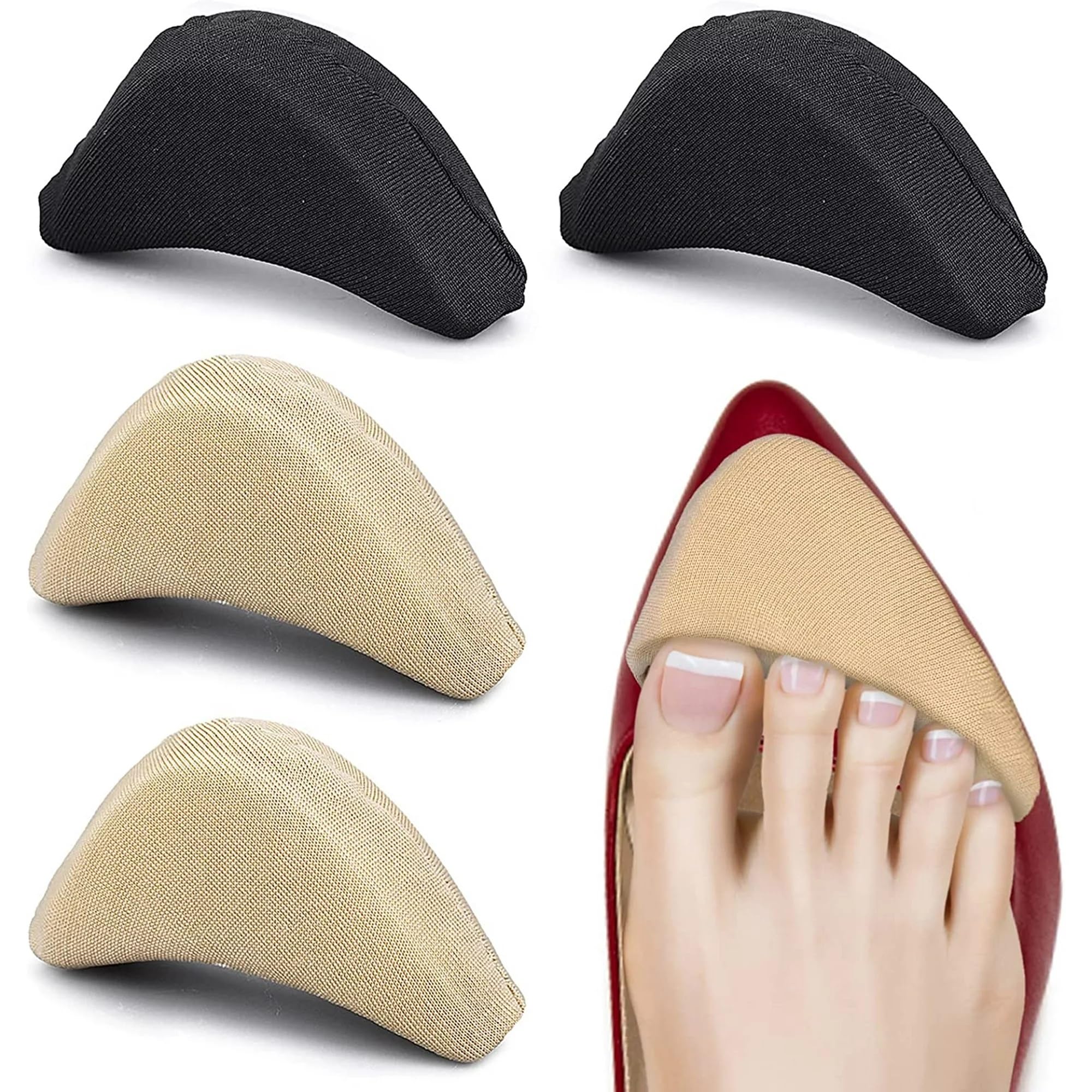 HOME CUBE 4 Pair / 8 Pc Soft Sponge Shoe Filler For Women Adjustable Tightener Pads Reusable Insoles Toe Filler Inserts for Loose Shoe High Heel Foot Pain Relief