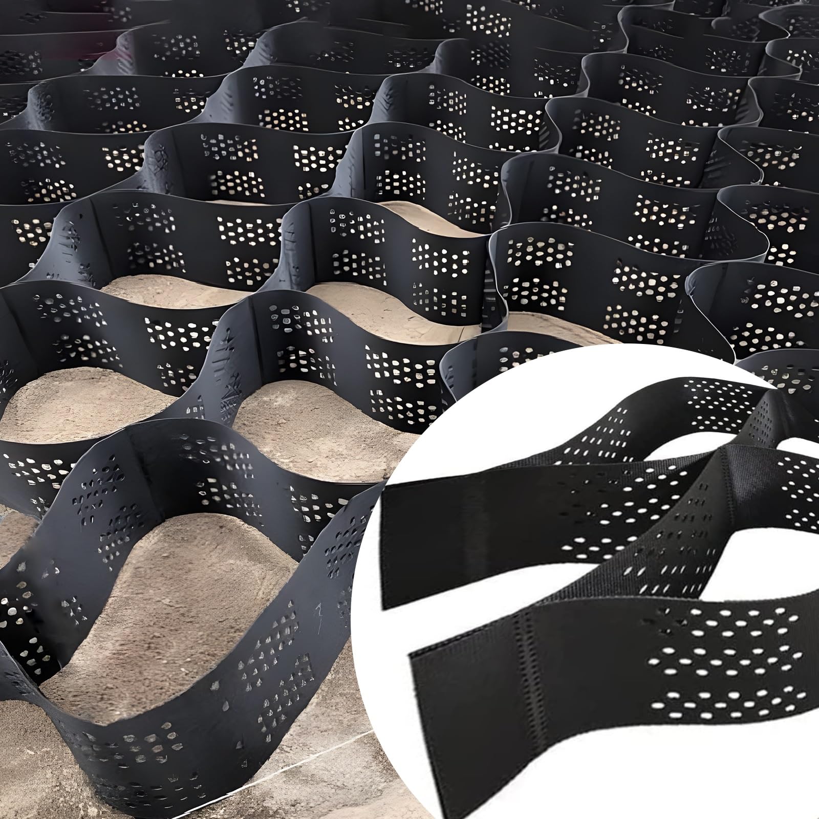 3 x 6 m / 10 x 20 stóp żwirowa siatka glebowa do kształtowania krajobrazu podjazdów grochu i konia padoku kontrola erozji panele materiałowe siatka polipropylenowa H-10 cm / 4 cale podparcie krawędzi