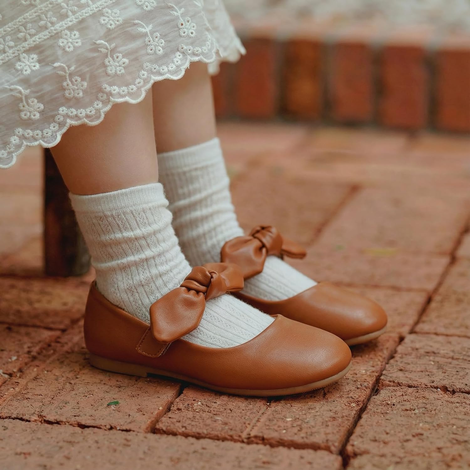 Girls Mary Jane Dress Shoes Ballerina Flats - Toddler/Little Kid Bow Decor for School & Daily Wear Comfortable Slip-On Uniform Shoes for Parties, Weddings & Casual Occasions - Image 3