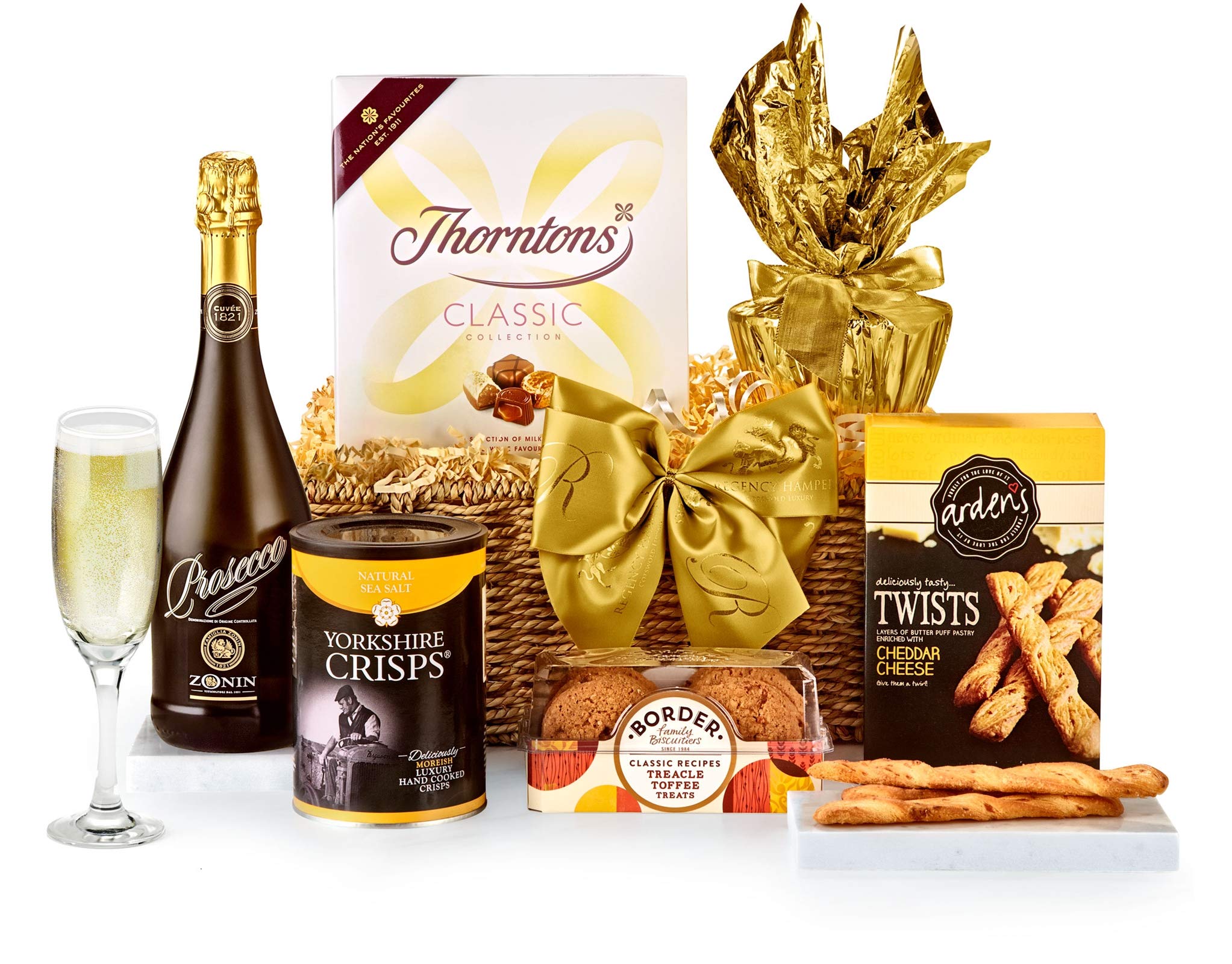 Luxury Sparkling Wine Gift Set - Kendal Prosecco Hamper with Sparkling Wine, Artisan Cheese Twists, Gourmet Pudding, Chocolates - Birthday Prosecco Gift Basket for Women, from Regency Hampers