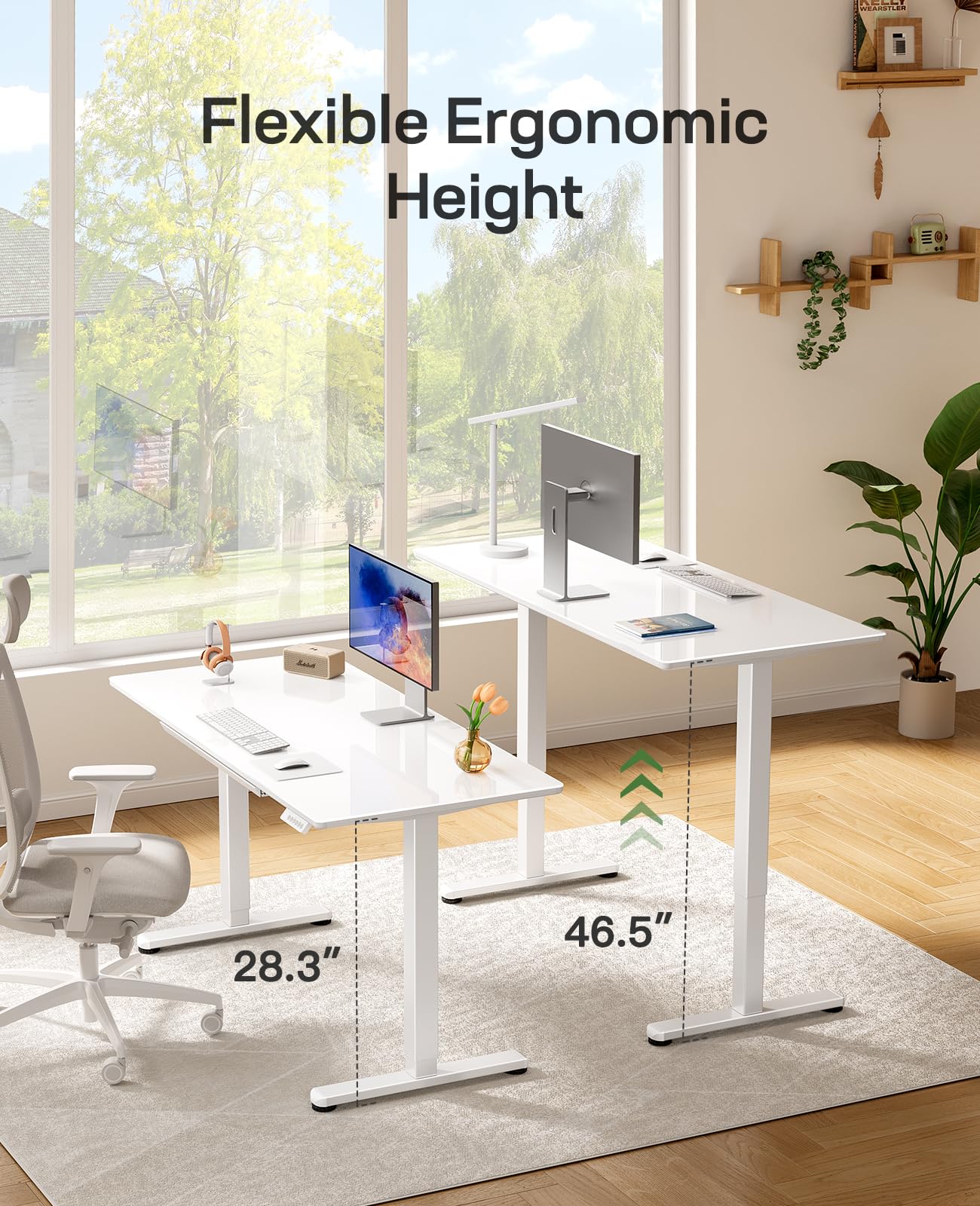 Mydesk - Scrivania in vetro con cassetto e ripiano in laminato