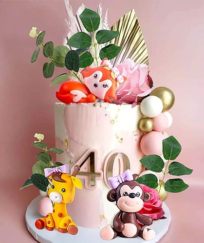 Miniatura 6 de JeVenis Decoración floral de animales de la selva para baby shower y fiesta de cumpleaños – Decoración para tartas de uno y dos salvajes para niñas