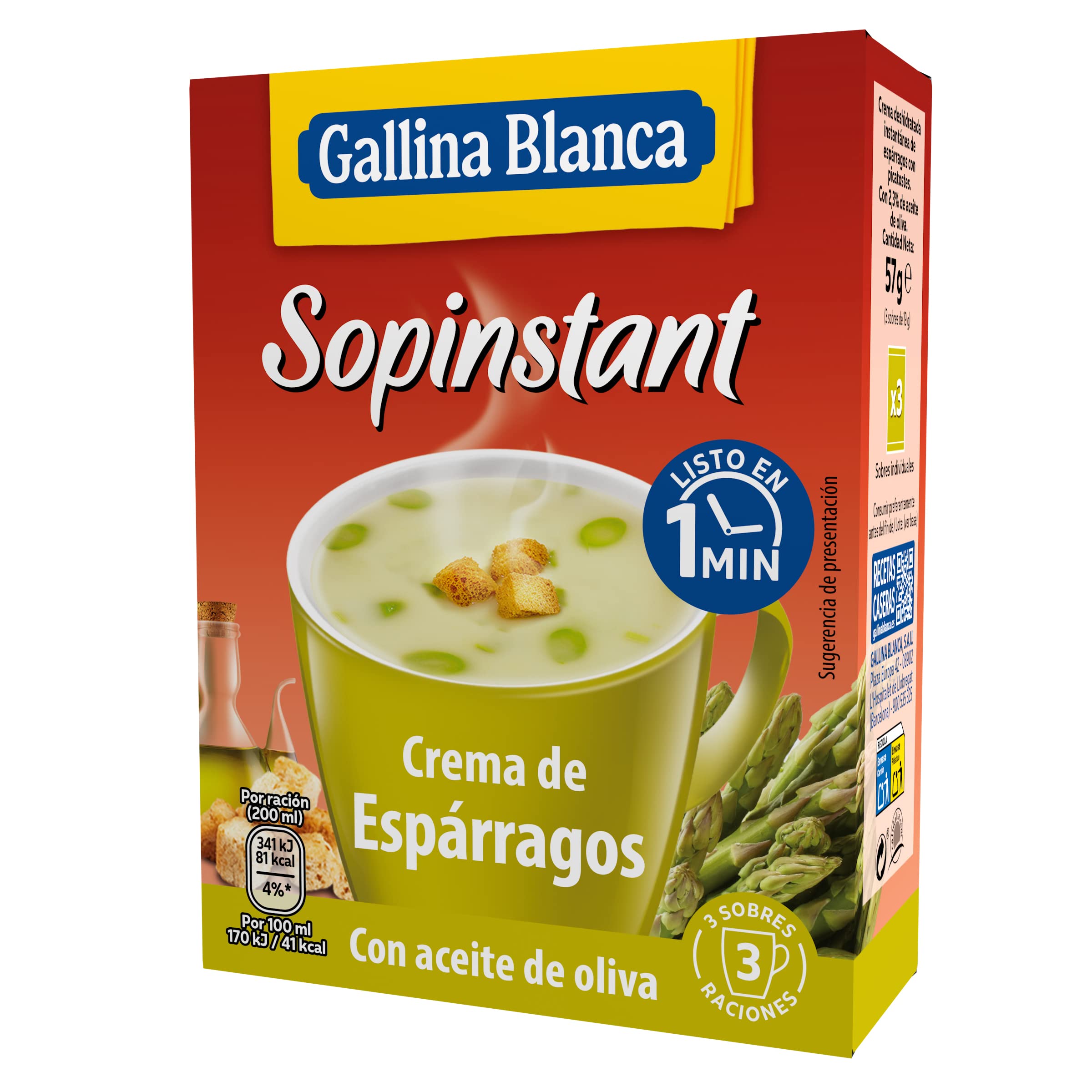 Gallina Blanca Sopinstant Crema de Espárragos, 57g