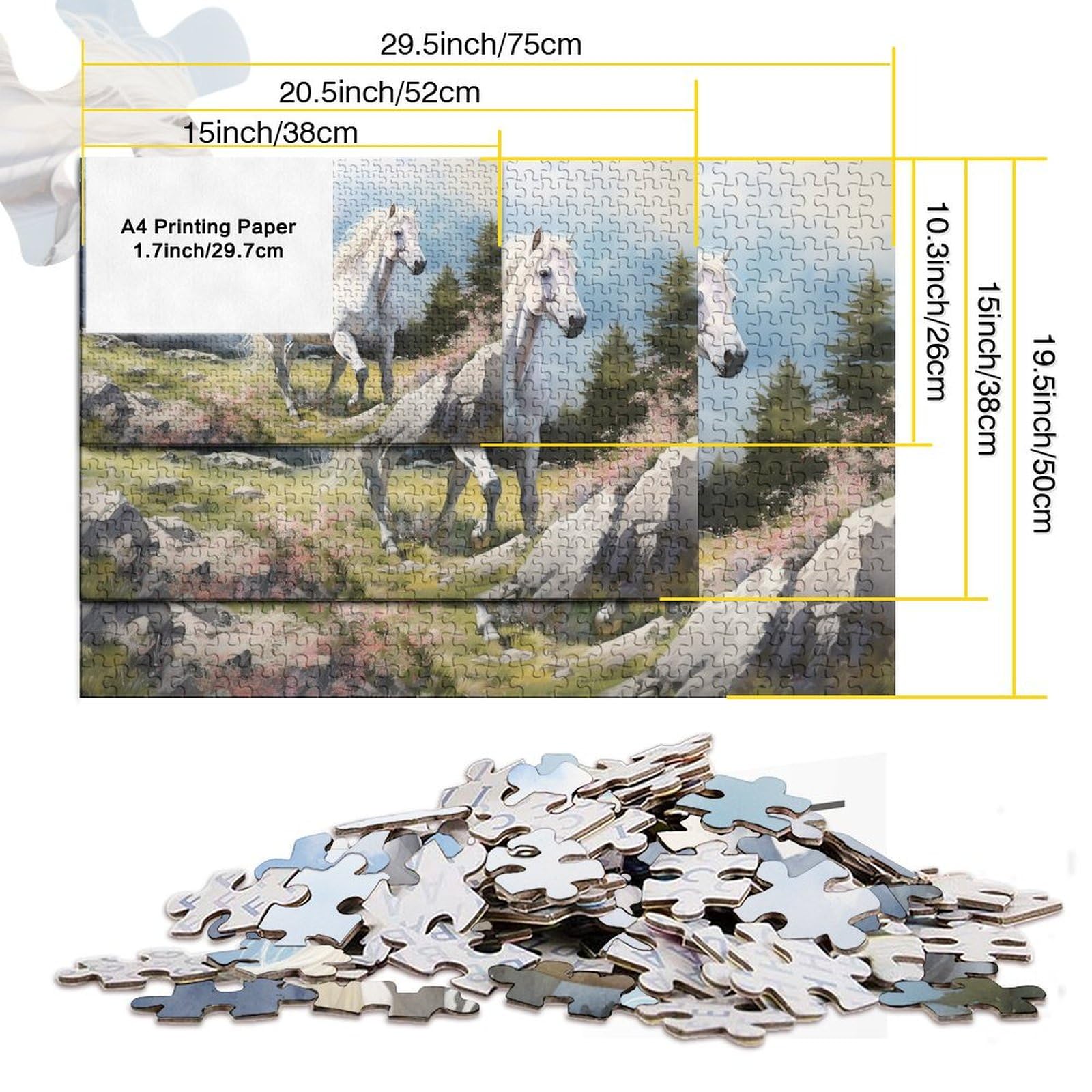Puzzle, Biały Koń W Górach Zabawa Dla Dorosłych Blade Konie Puzzle Zabawka Gra Intelektualna Gra Edukacja Domowa Zabawka Antystresowa/Style-5/1000Pcs (75X50Cm)