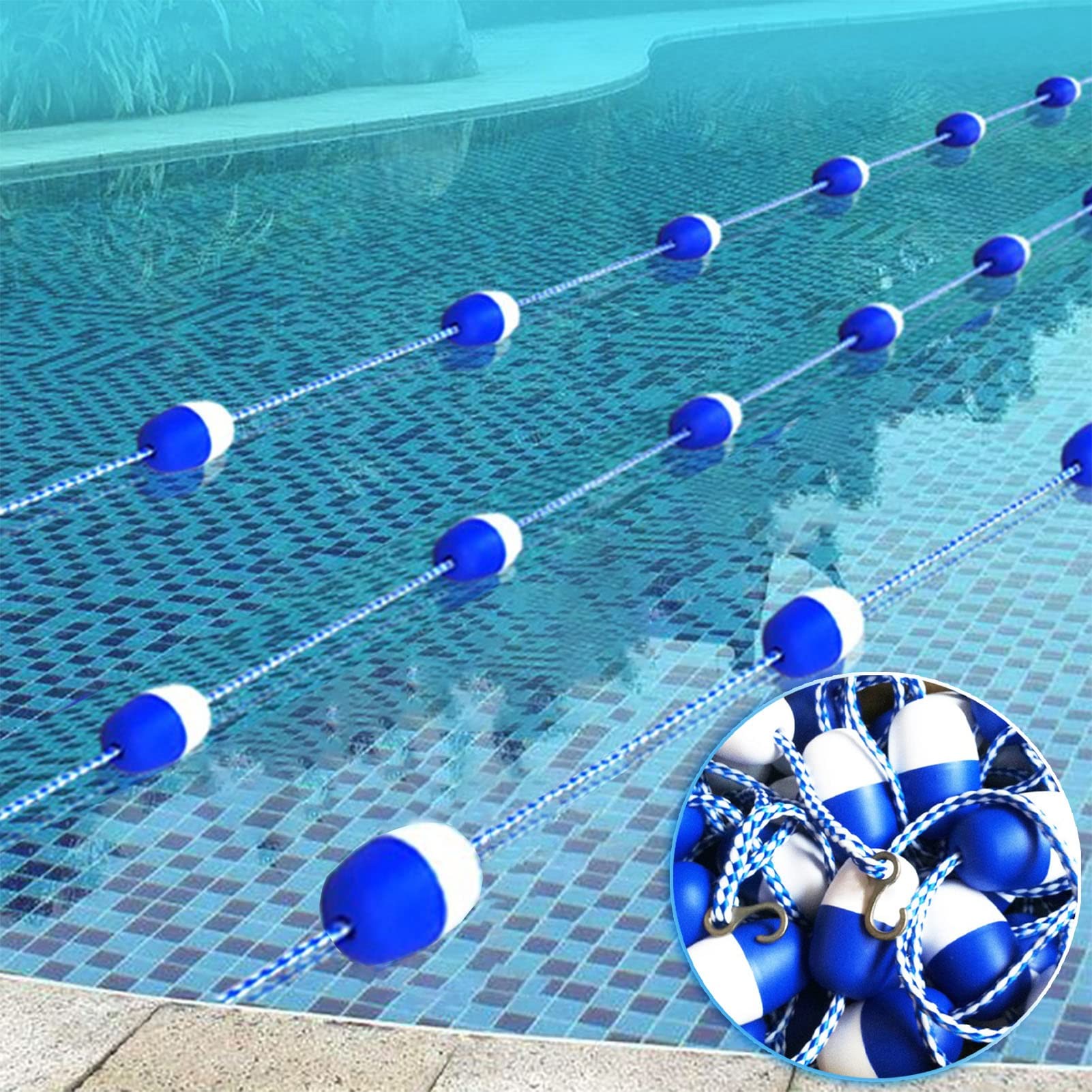 Bouée de séparation, séparateur de piscine, cordon de bouée de corde de piscine de 1 à 10 m de long, séparateur d'eau sûr for les zones de baignade des enfants, couloir de séparation de piscine, kit d