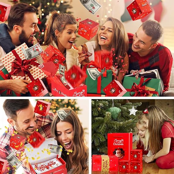 16pcs Surprise Gift Box Explosion for Money, 2025 Newly Folding Pop-Up Explosion Gift Box, Surprise Box Gift Box for Money, Christmas Boxes Explosion Gift Box for Money and Birthday(Green)