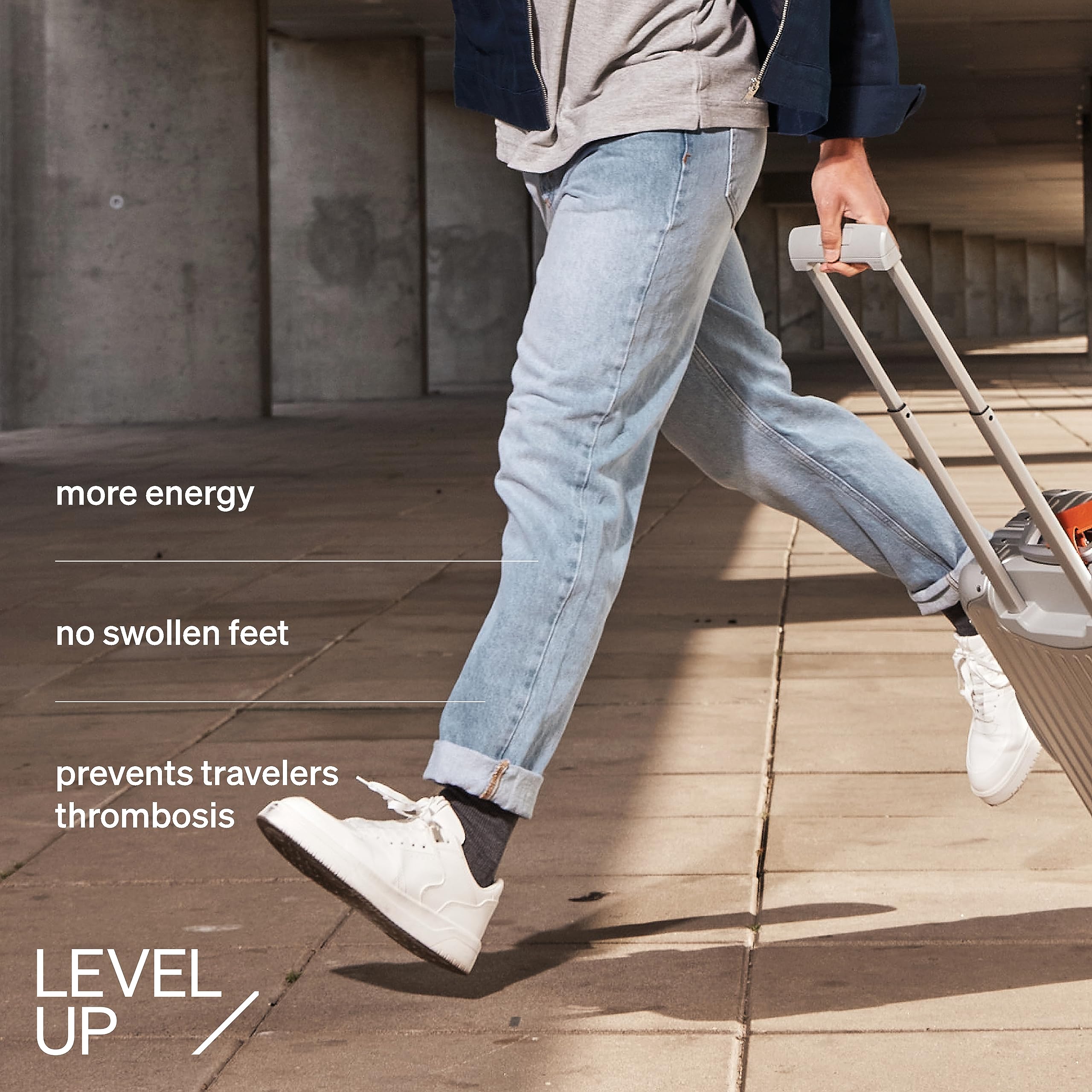 STOX Energy Socks - Chaussettes de voyage homme - Chaussettes de compression premium - Chaussettes pour les voyages - Anti TVP - Thrombose du voyageur - Jambes moins gonflées et moins fatiguées