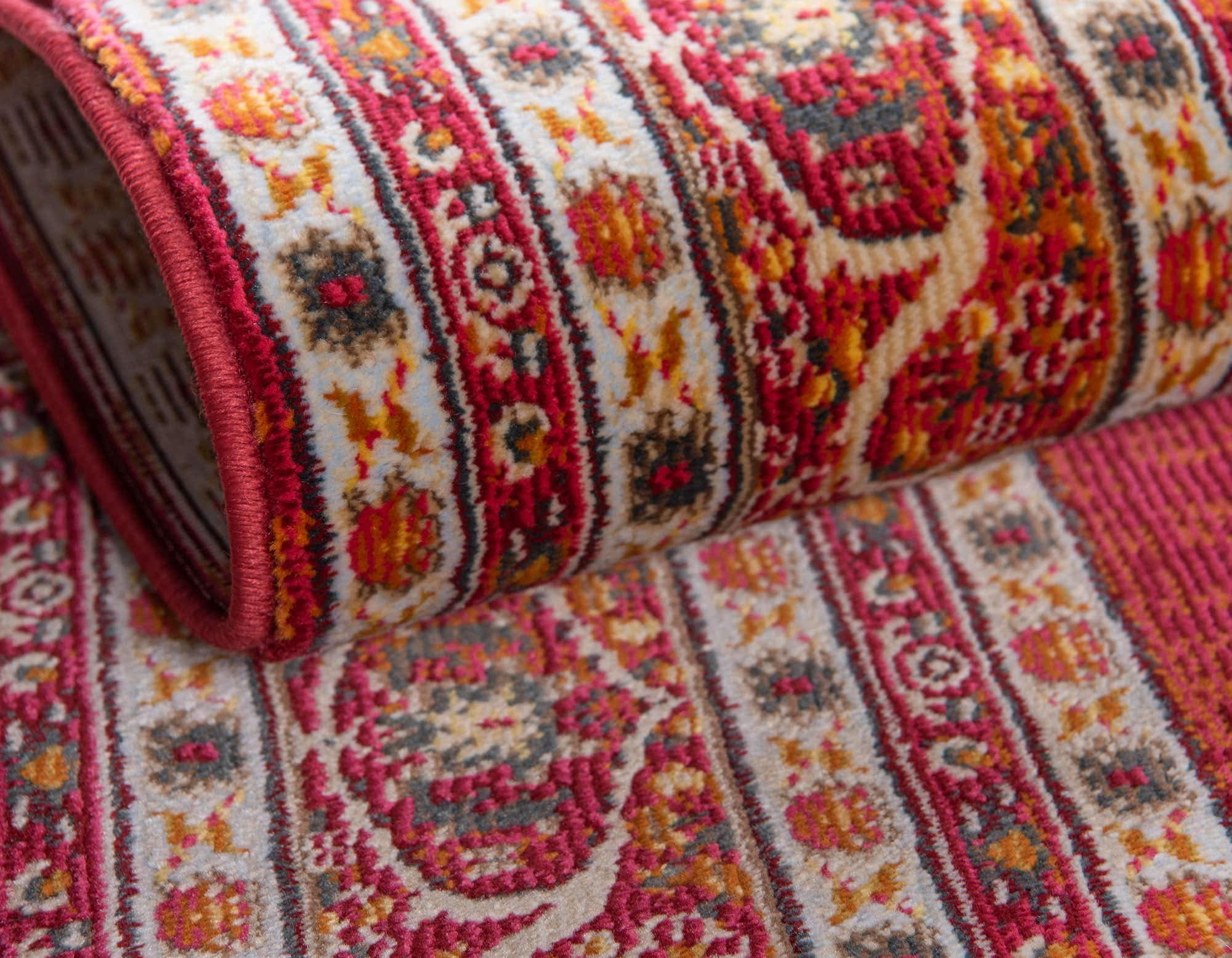 Unique Loom Tappeto Baracoa Collection Marta - Runner 79x396 Cm, Multicolor E Borgogna, 100% Polipropilene, Made In Turchia - 2