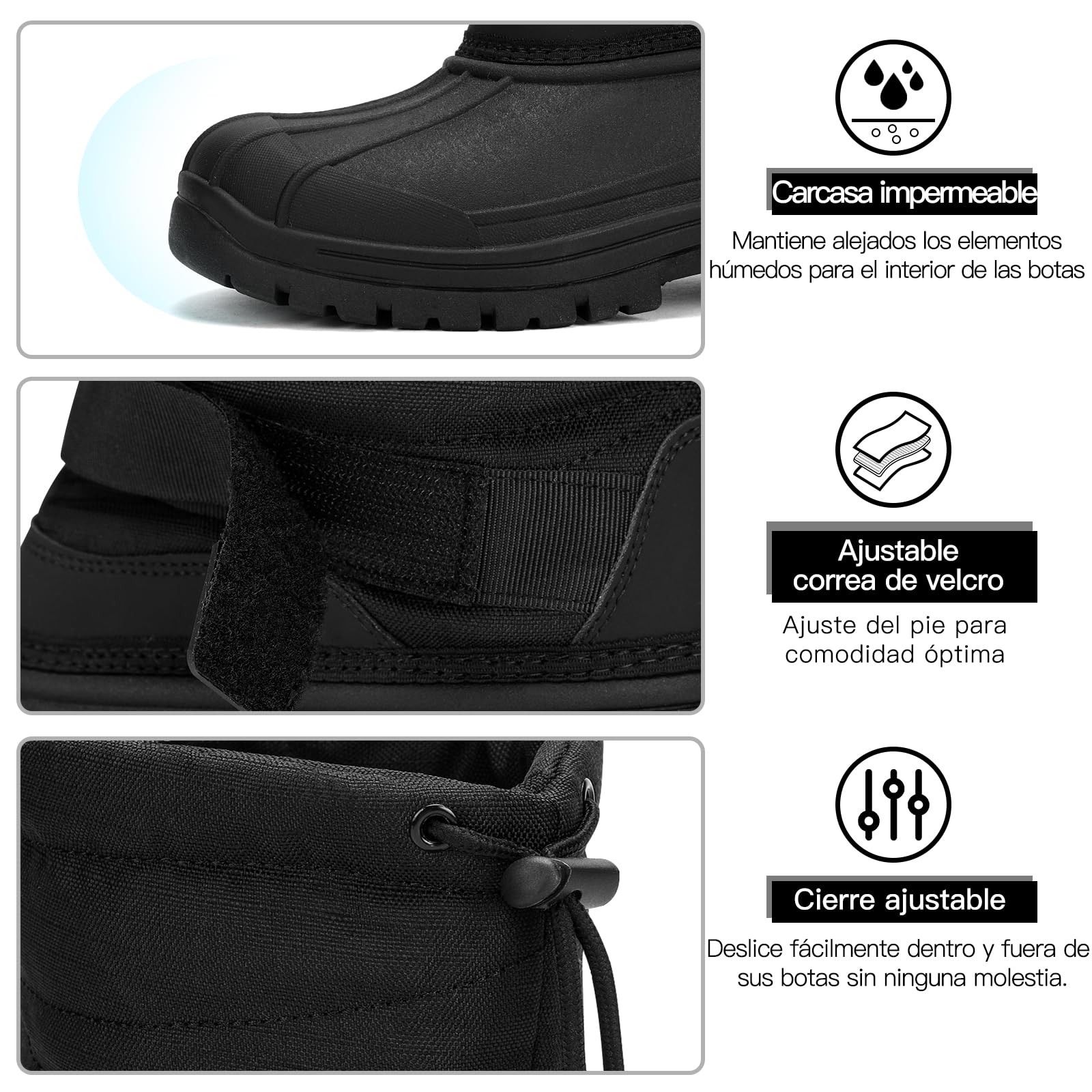 Kricely Impermeabilización Botines Hombre Invierno Botas de Nieve Caliente Antideslizante