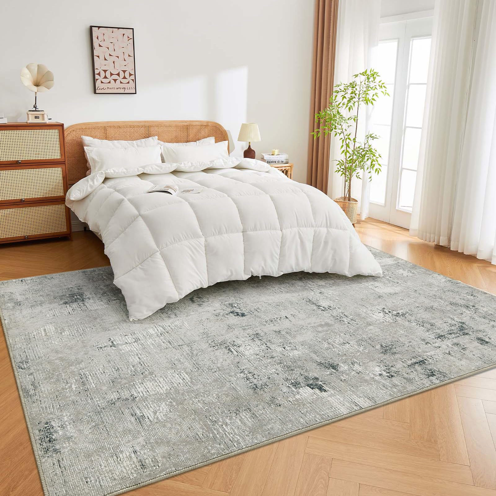 alfombrar de salón 160 x 230 cm, abstracta gris pelo corto, antideslizante lavable, grande para dormitorio, comedor decoración