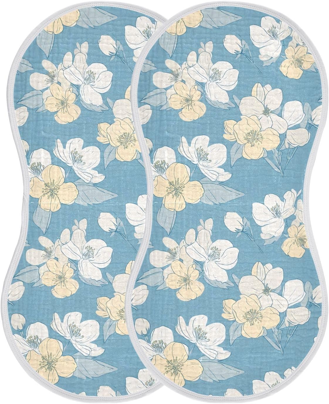 vvfelixl Baby Burp Cloths White Jasmine Flower Baby Newborn Cotton Burping Cloths Set Babys Washcloths 4 Pack