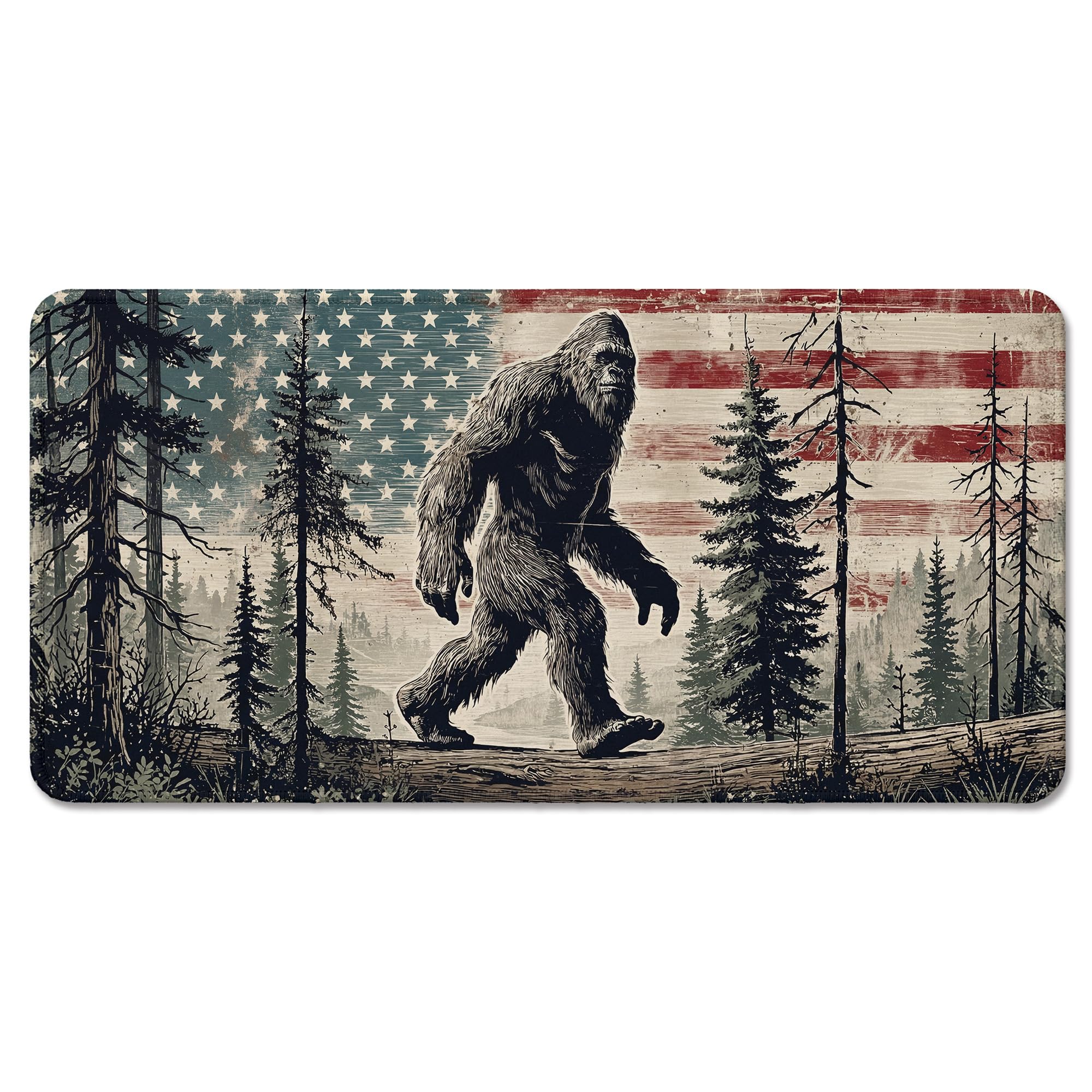 Patriotic Sasquatch Mouse Pad - American Flag Bigfoot -14 Patriotic Sasquatch Mouse Pad - American Flag Bigfoot -14