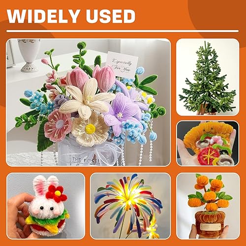 Miniatura 6 de 180 piezas de limpieza de tuberías de chenilla, limpiadores de tuberías naranja para manualidades, 11.8 pulgadas, tallos de felpilla para