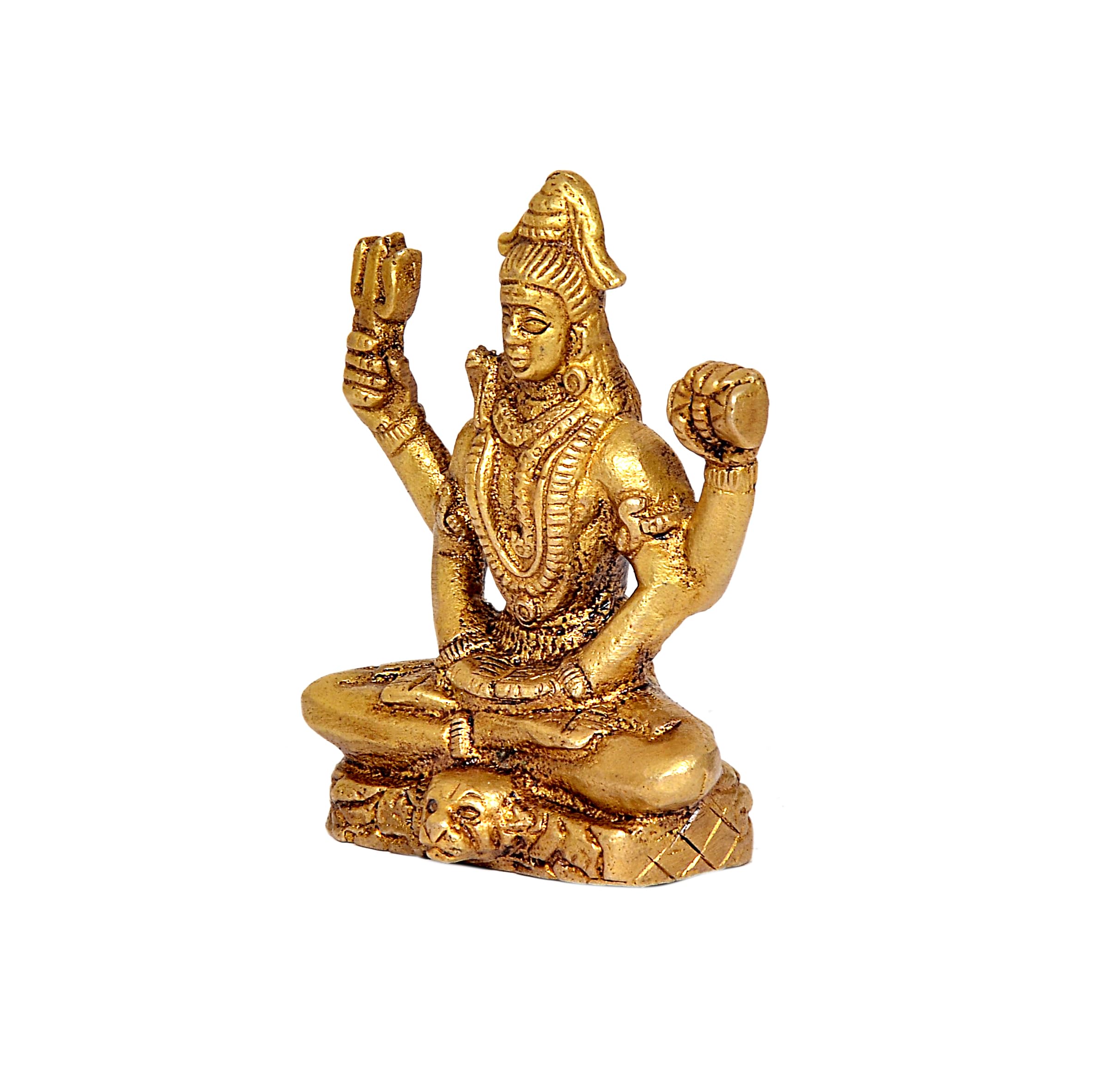 AONA Lord Shiva with Four Hand Dhyan Mudra Bonded Bronze Idol Shiva Statue Height 3 Inch 1