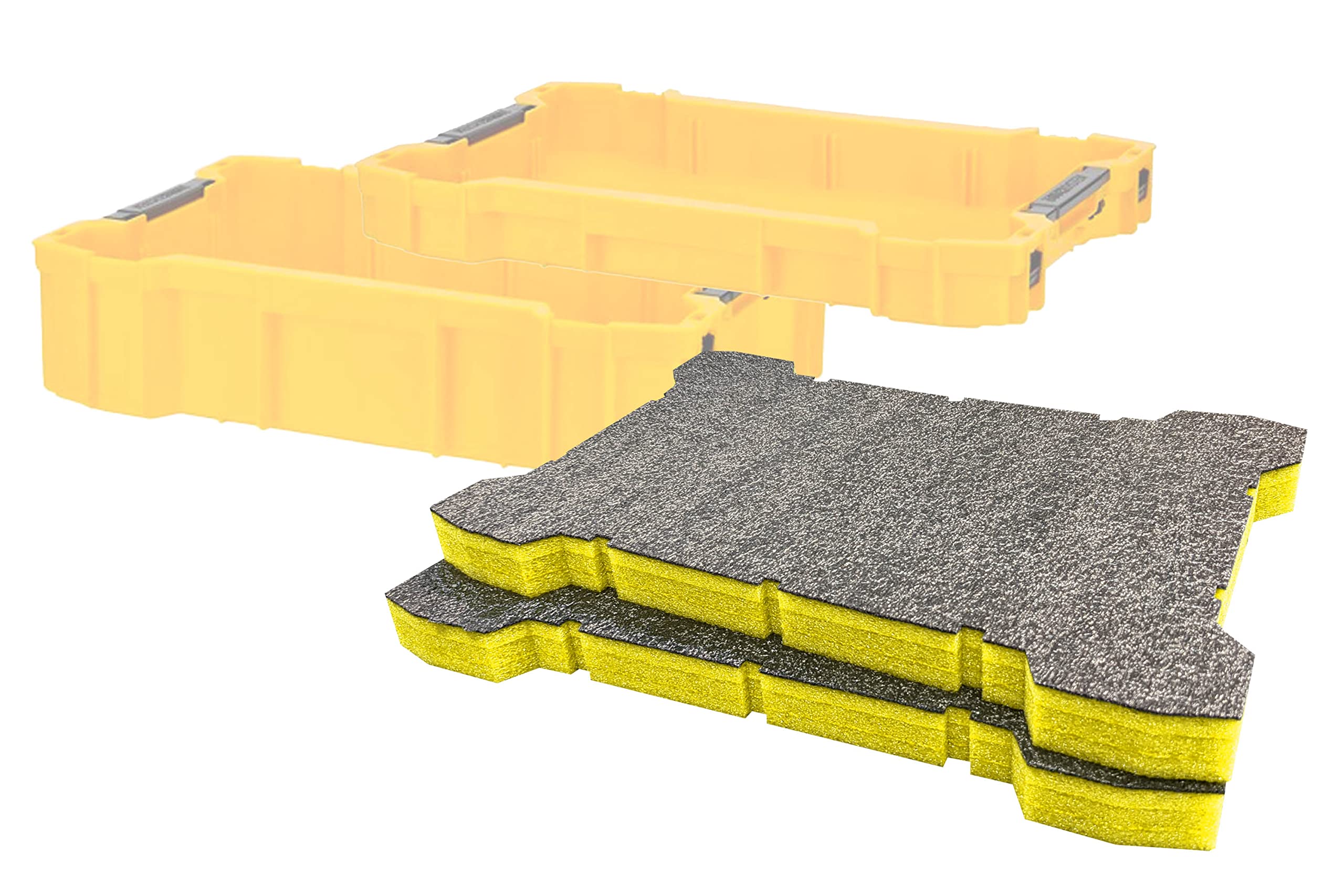 Shadow Foam ToughSystem 2.0 Tool Tray Inserts [Twin Pack] for DeWalt Toolboxes | Tool Organisation (30mm, Yellow)