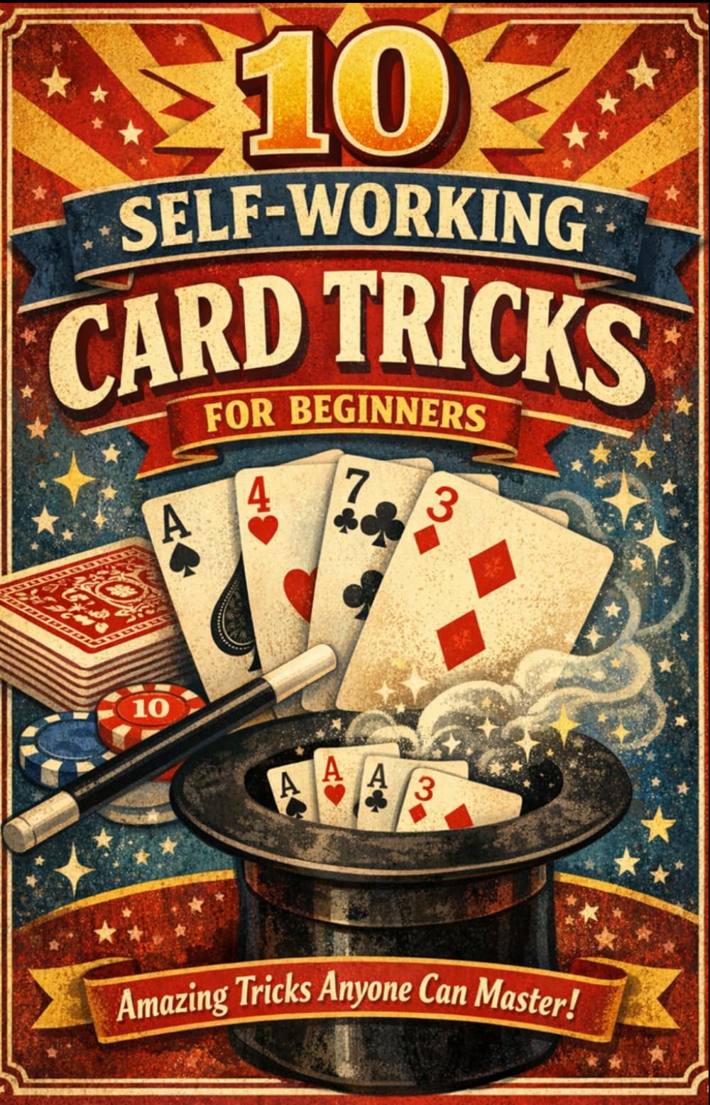 10 Self-Working Card Tricks: For Beginners - magicians, magic, card trick, step-by-step, close up, illustration, images, tutorial, simple, family and friends