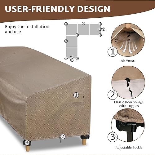 Vista 25 de iBirdie Funda modular para exteriores de 85 x 85 pulgadas, 84 x 84 pulgadas, 83 x 83 pulgadas, 82 x 82 pulgadas, en forma de L, impermeable, Negro