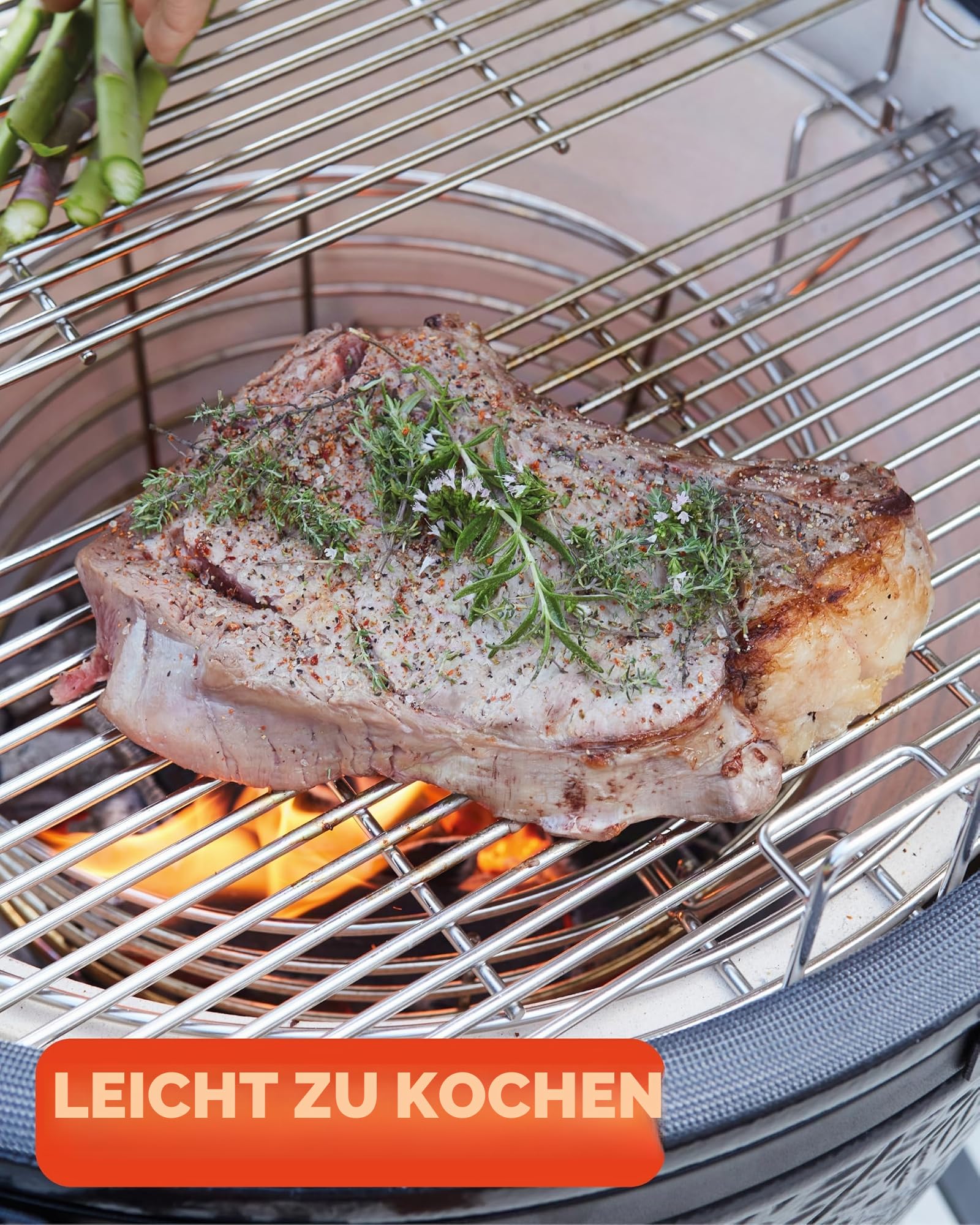 Barbecook Kamado-Grill Kamal 2.0, Grillen, Räuchern, Dämpfen und Braten, Groß, schwarz, 128x78x115,5 cm