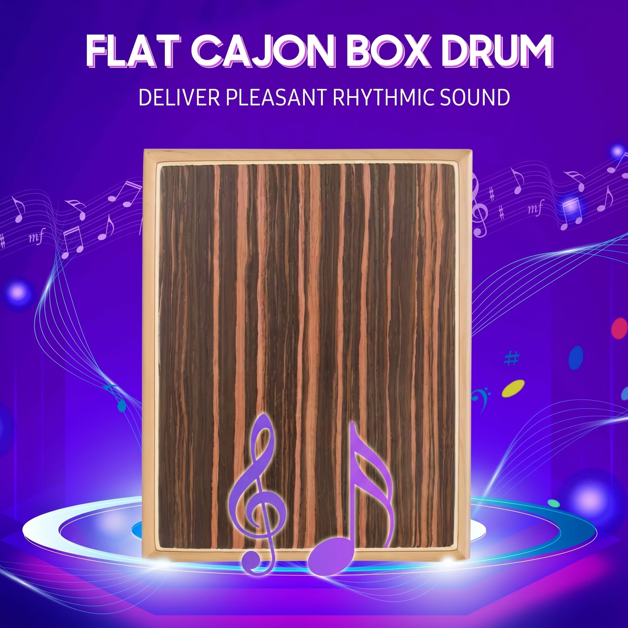 Instrument perkusyjny Cajon Box Drum, 23,5 x 30 x 4,5 cm ZebraWood Percussion Box Beat Box z wewnętrznymi regulowanymi strunami Cajones, kluczem, torbą do przenoszenia bęb