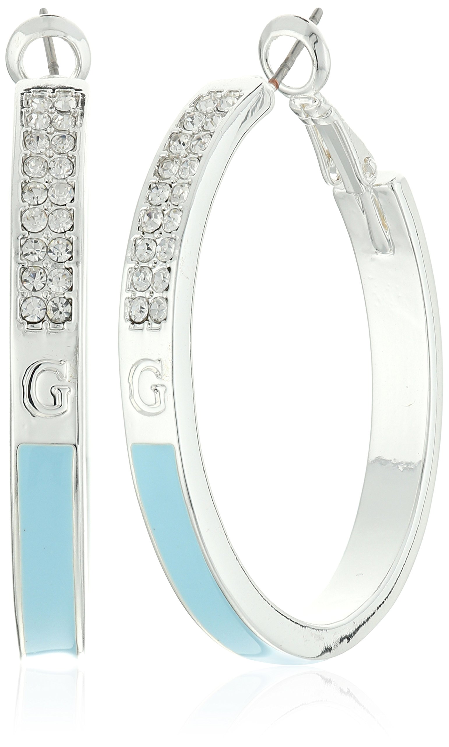 Enamel Silver Hoop Earrings, ONE SIZE, enamel