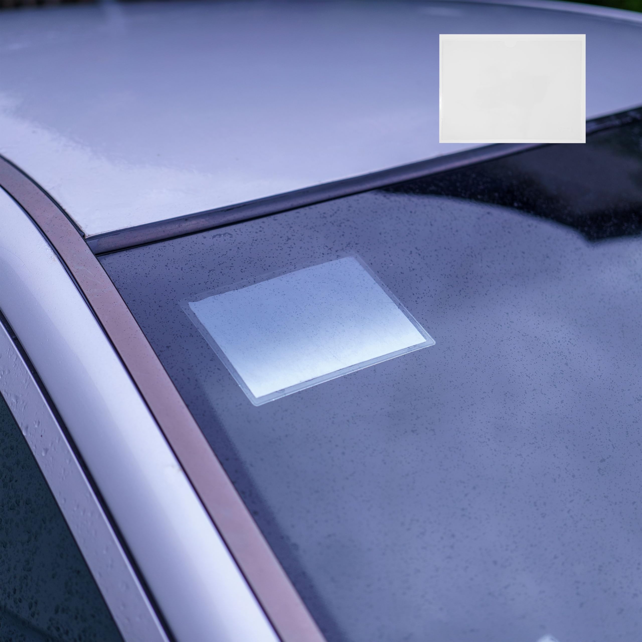 Windschutzscheibe Klebetasche, 2 Stück, Größe DINA6, 160 x 117 mm, in Transparent, Parkausweis Halter zum Ankleben, Autoscheibe Vignette Hülle, selbstklebender Umschlag Bewohnerparkausweis, Parklizenz