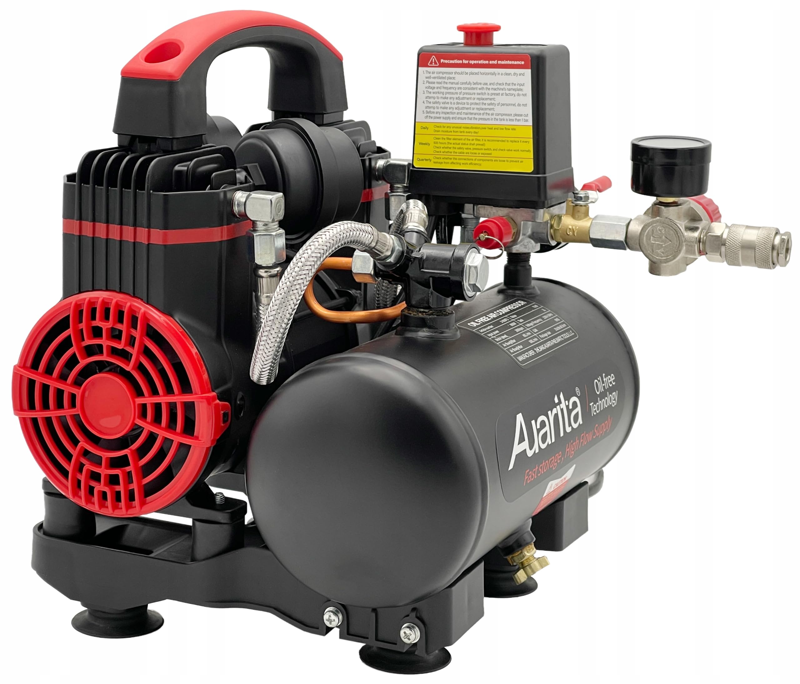 KOMPRESOR 3L BEZOLEJOWY DWUTŁOK SPREŻARKA 110/220 V SEPARATOR AUARITA