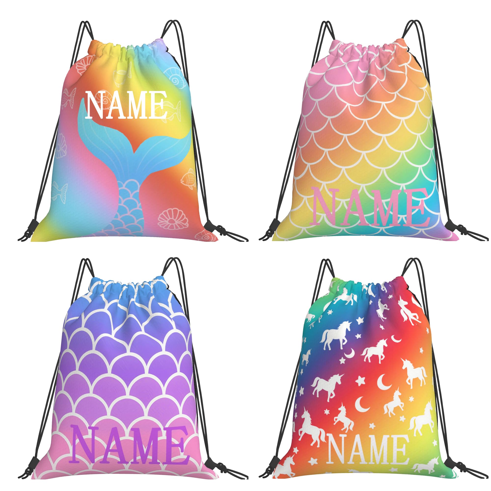 Hierceson Personalised Drawstring Bag with Your Name, Custom Cute Text Drawstring Backpack for Baby Girl Kid Small Gym Beach Shopping Sport Yoga Bag (07-Girl 1)