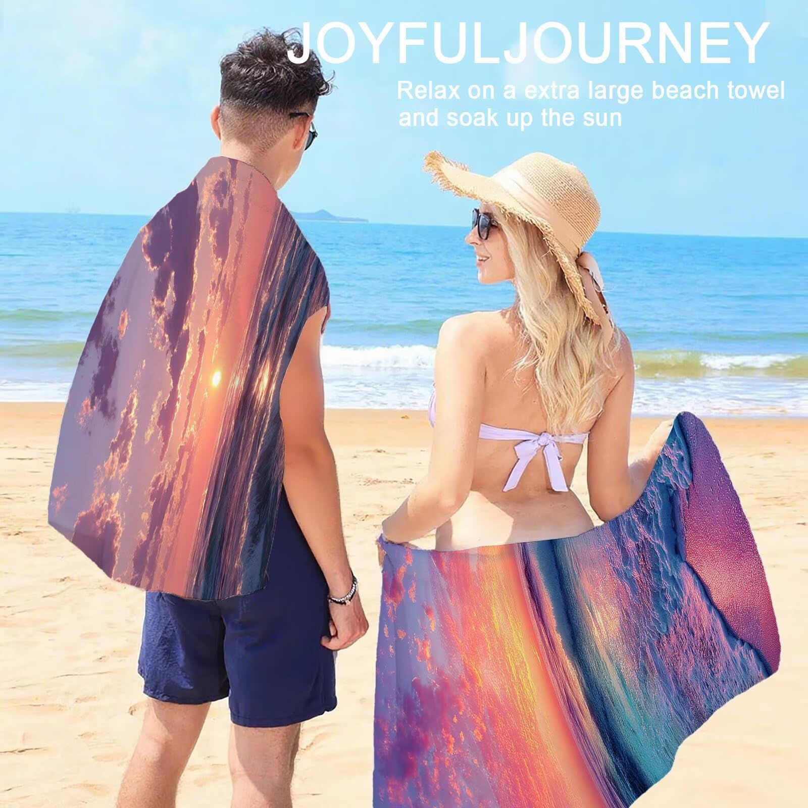 Mikrofaser Strandtuch 80x160cm, Sonnenuntergang Strandtuch Sternenhimmel Saunahandtuc 2 Stück Stranddecke Sandfrei, Schnell Trocknendes, Saugfahiges Strandmatte für Urlaub Schwimmen Camping OC-409