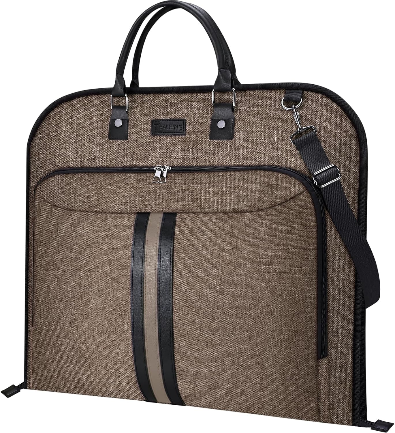 BALEINE Travel Garment Bag, Travel Suit Bag for Men, 42'' Waterproof Carry on Garment Bag for Hanging Clothes, Garment Duffel Bag for Travel Business (Brown)