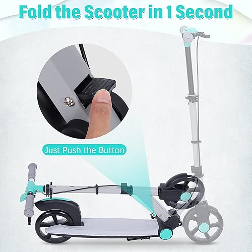 Miniatura 6 de kepptory Scooter para niños de 6 a 12 años scooter plegable para adultos y adolescentes scooters portátiles con 4 niveles ajustables y puntas